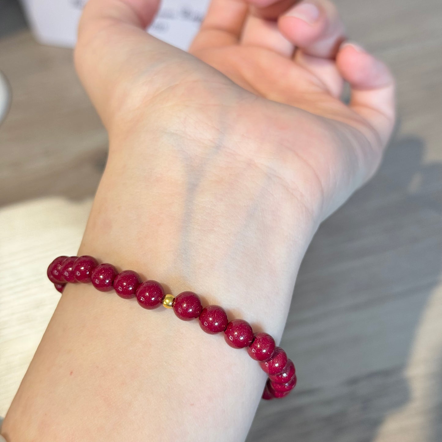 朱砂手串足金Cinnabar Solid Gold Bracelet