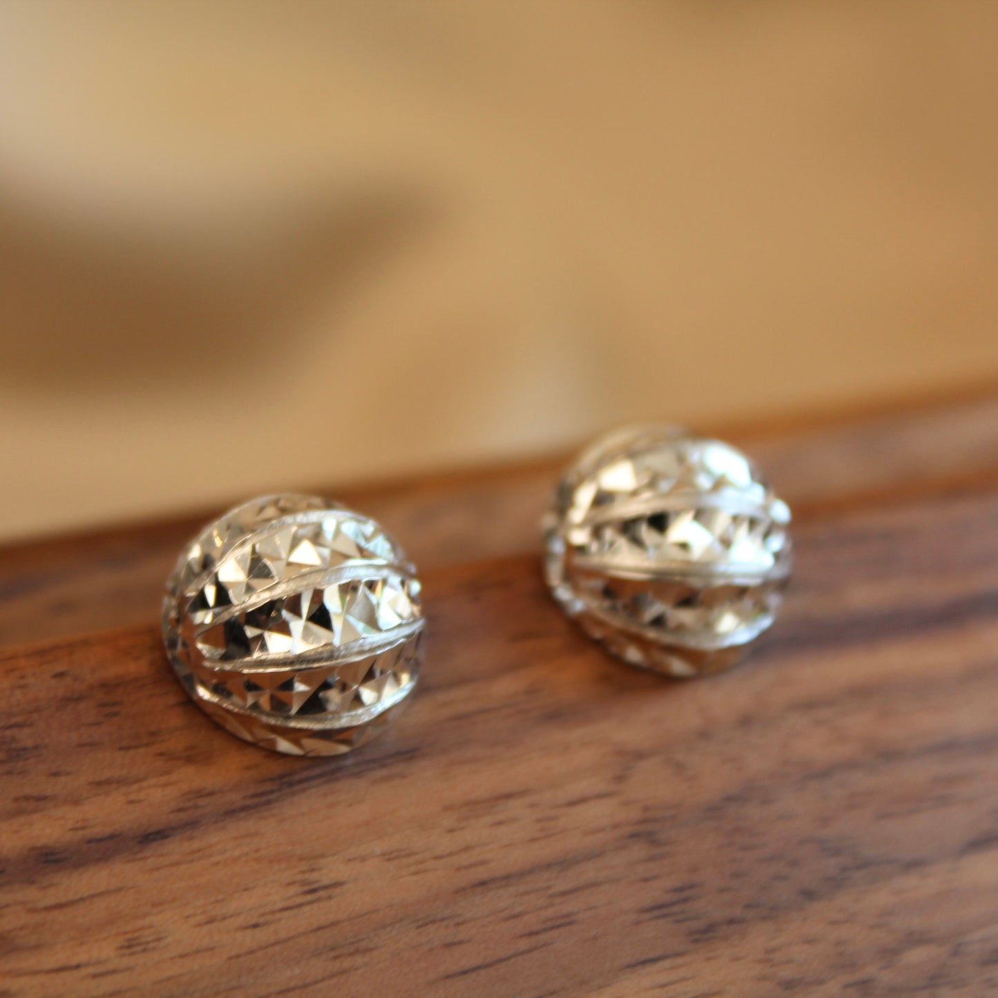 车花工艺 Sparkling Round Earrings
