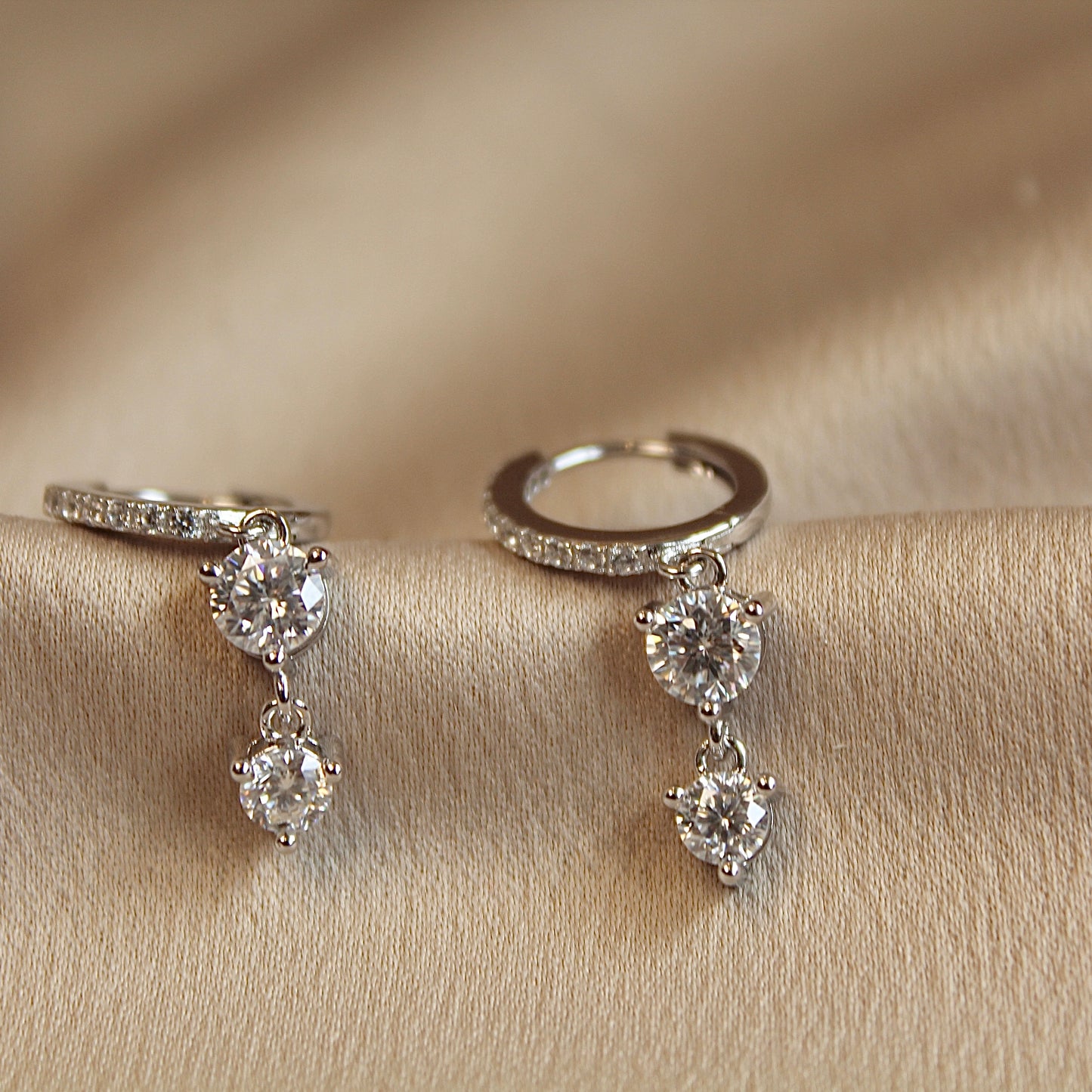Double Stone Moissanite Drop Earrings