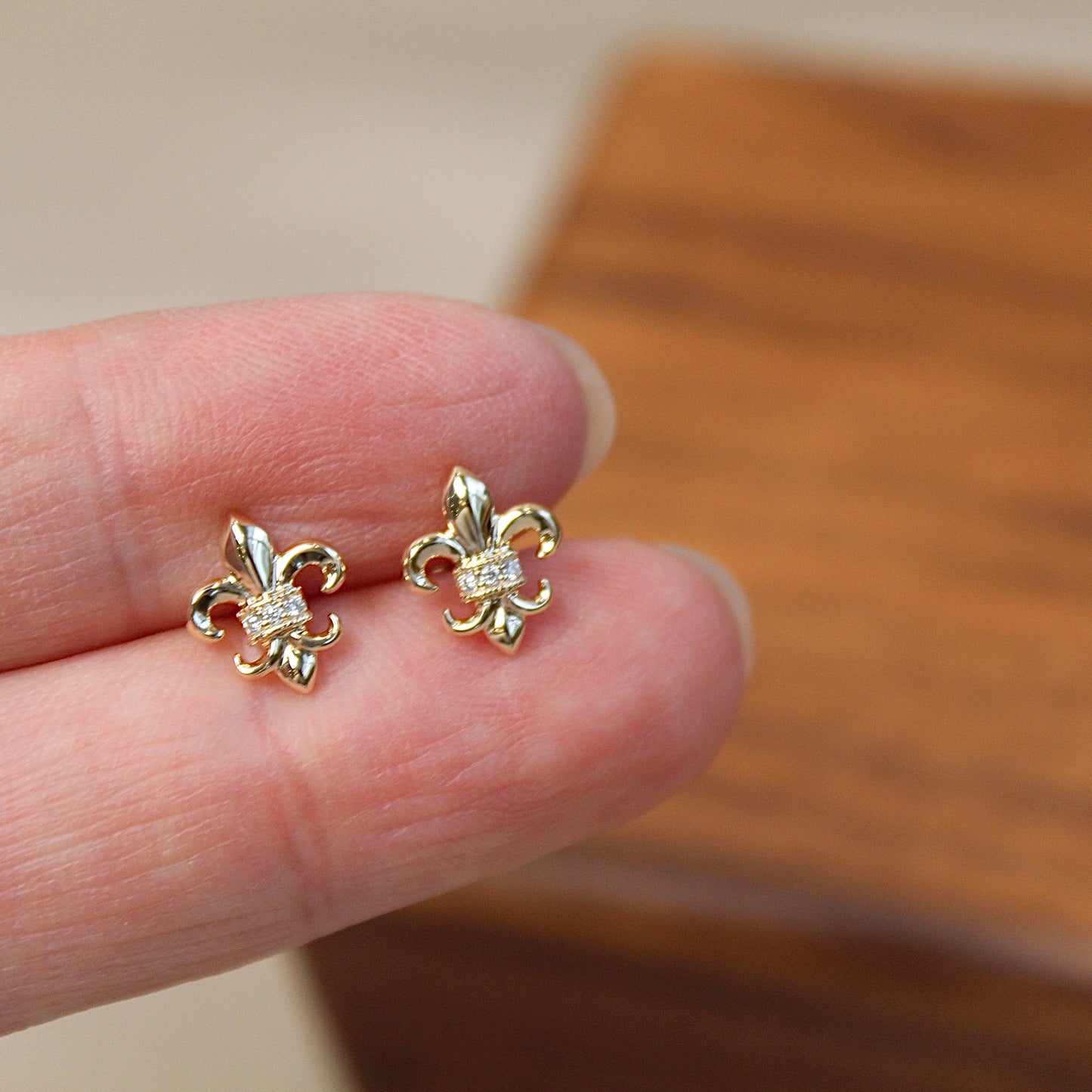 14K Solid Gold Iris Flower Earrings鸢尾花
