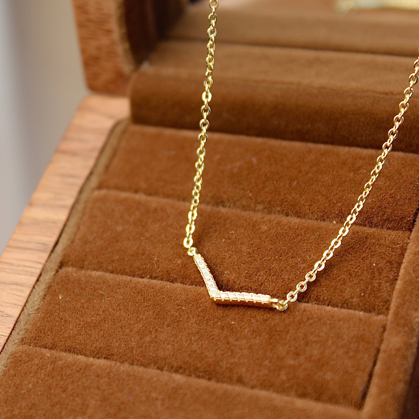 Small V-Shape Moissanite Necklace