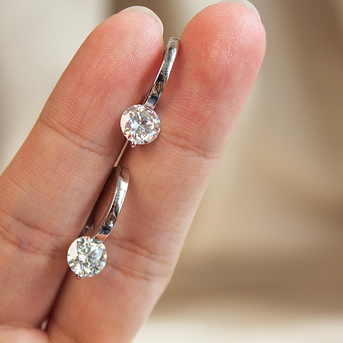 Floating Moissanite Hoop Earrings, 1 Carat