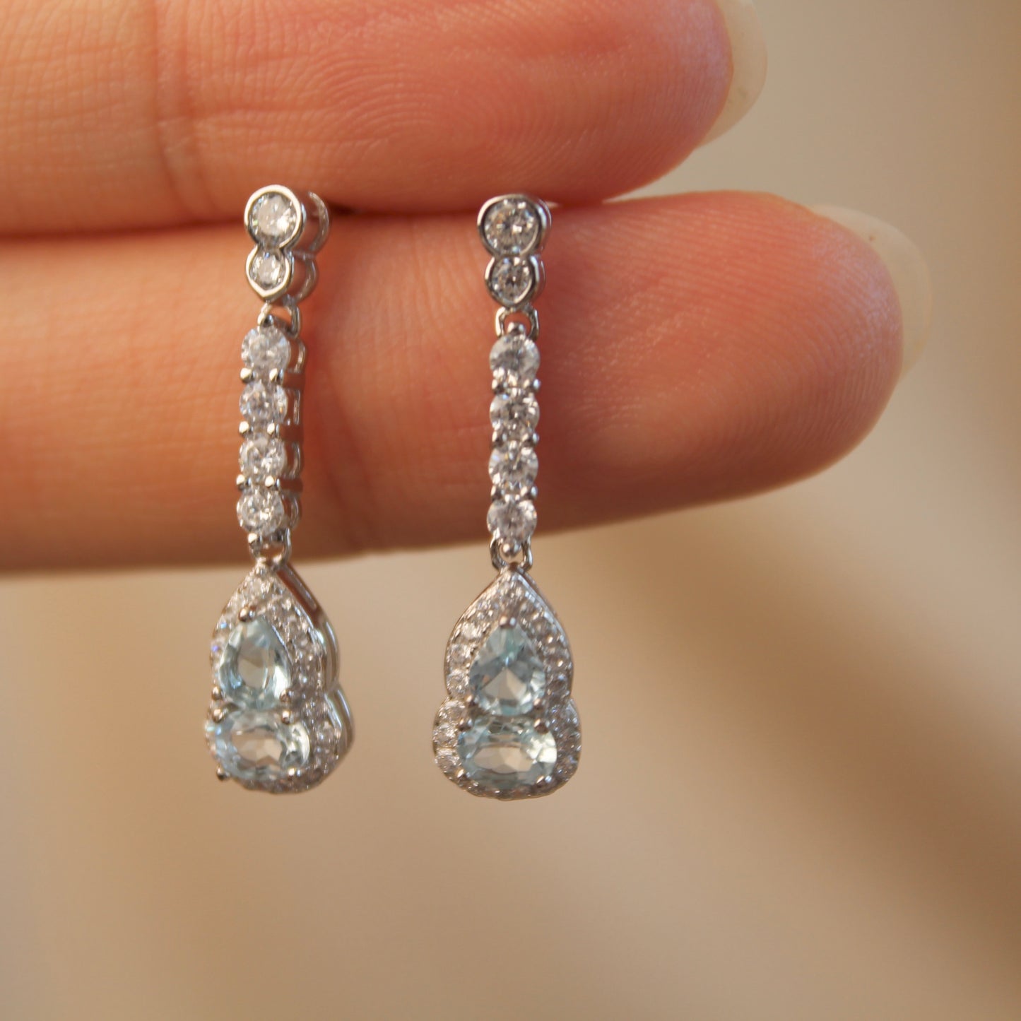 Hulu Natural Aquamarine Tassel Earrings