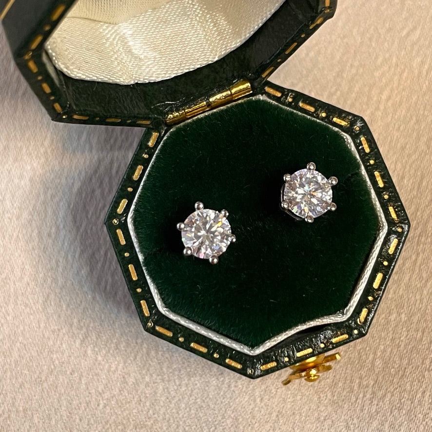 Classic Moissanite Diamond Stud Earrings, 0.5ct