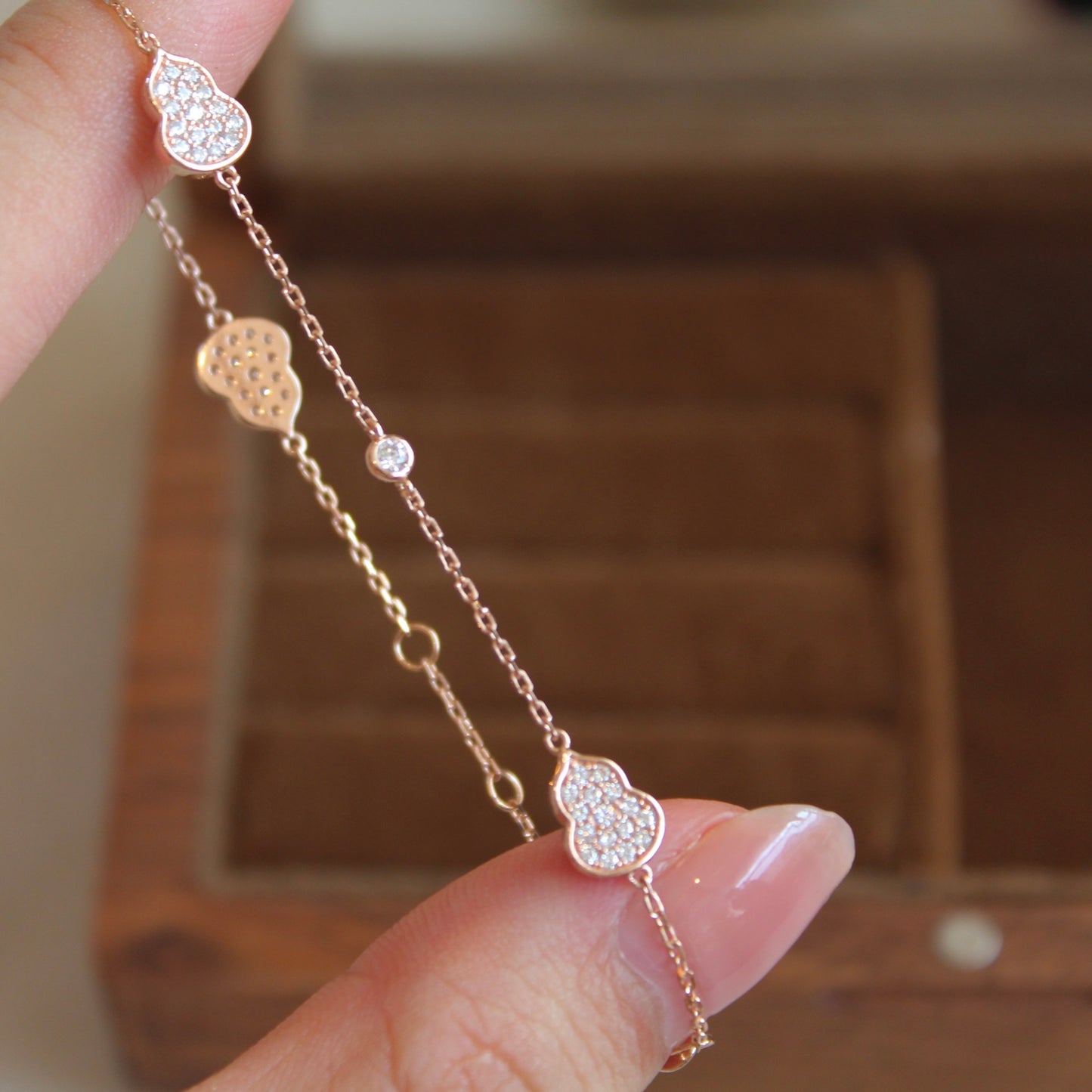 14K Solid Rose Gold Blessing Hulu Bracelet