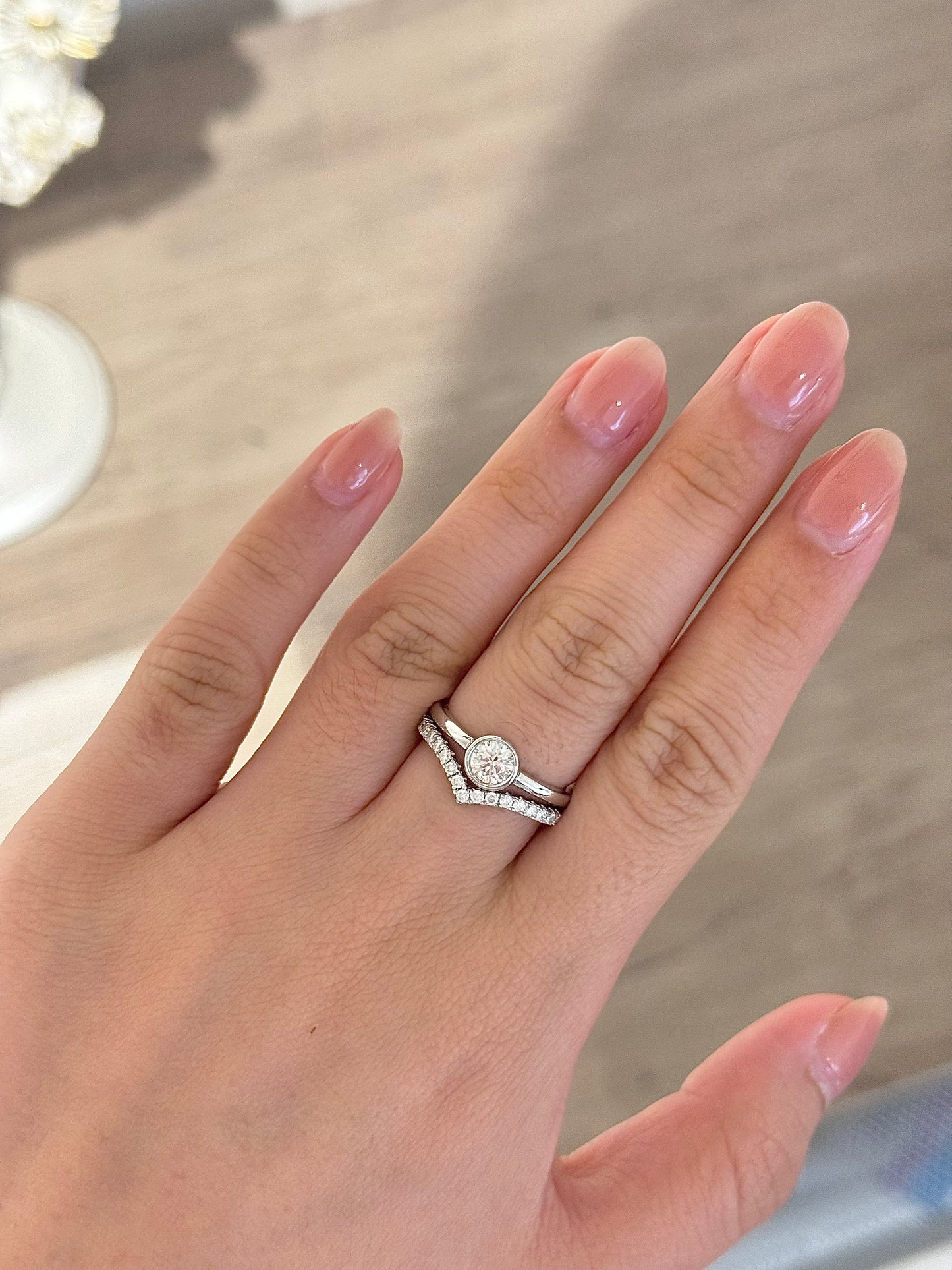 Moissanite Stackable Wishbone Ring