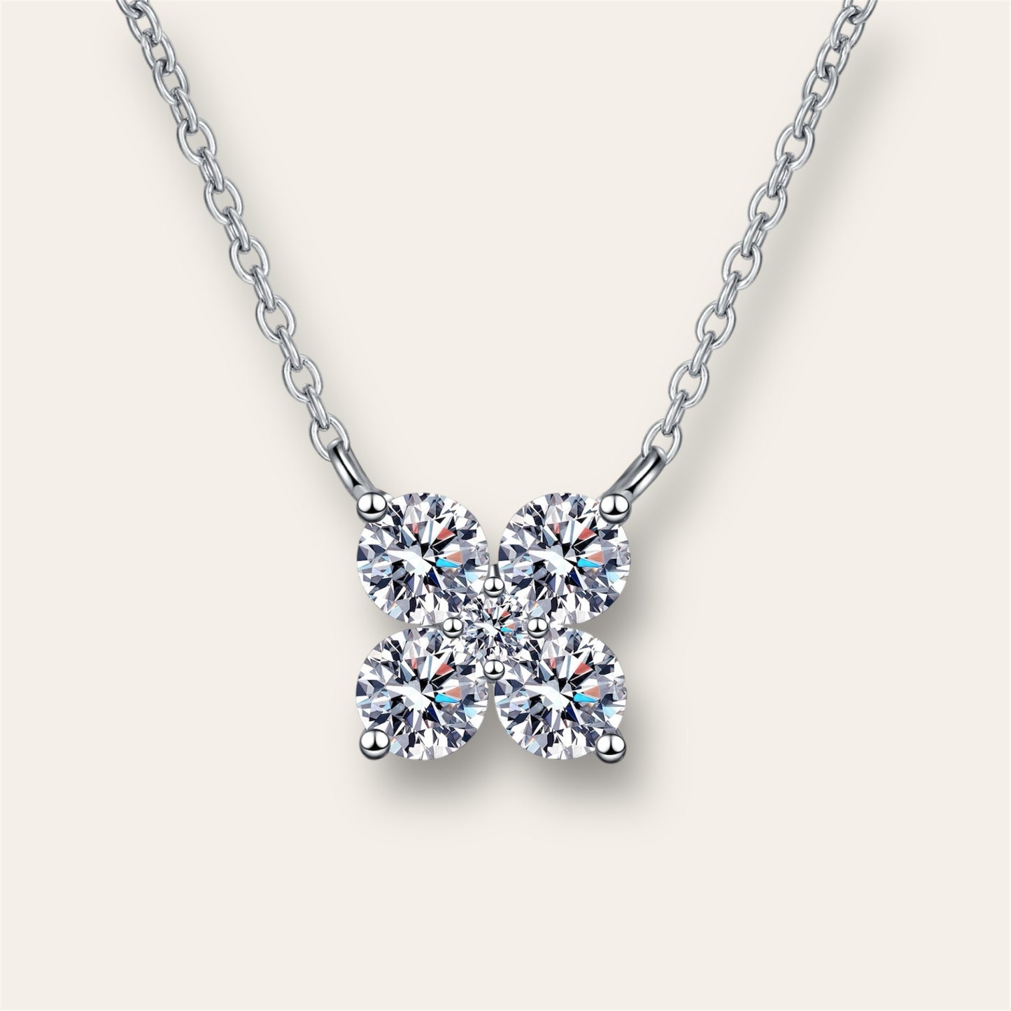 Sparkling Flower Moissanite Necklace, 1.26 Carat