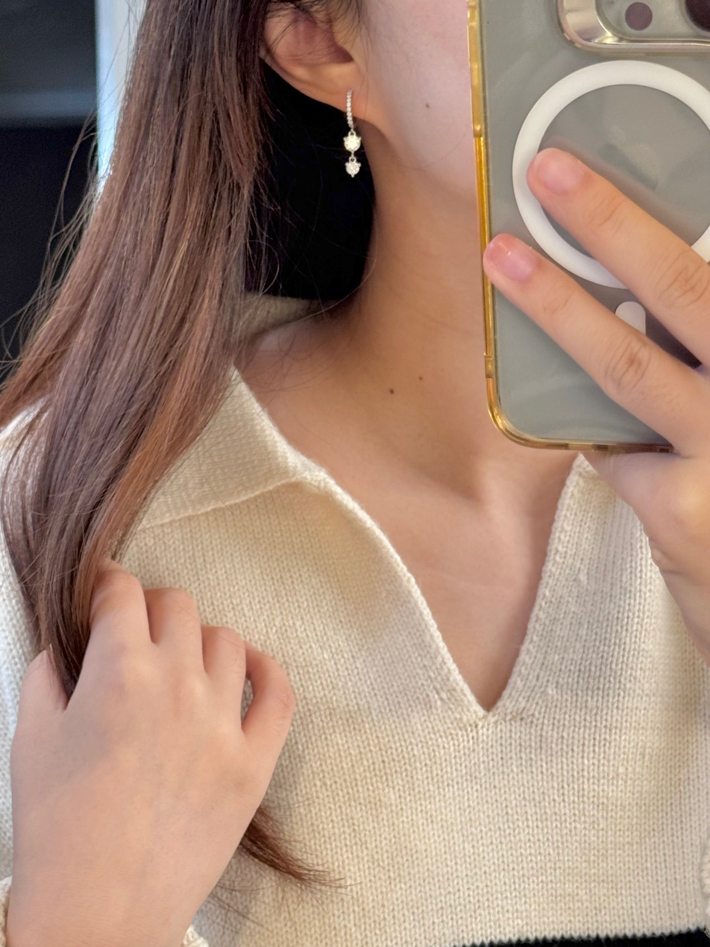 Double Stone Moissanite Drop Earrings