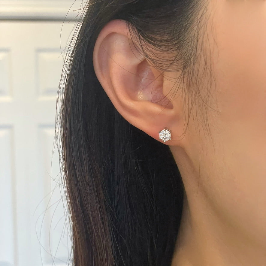 Classic Moissanite Diamond Stud Earrings, 0.5ct