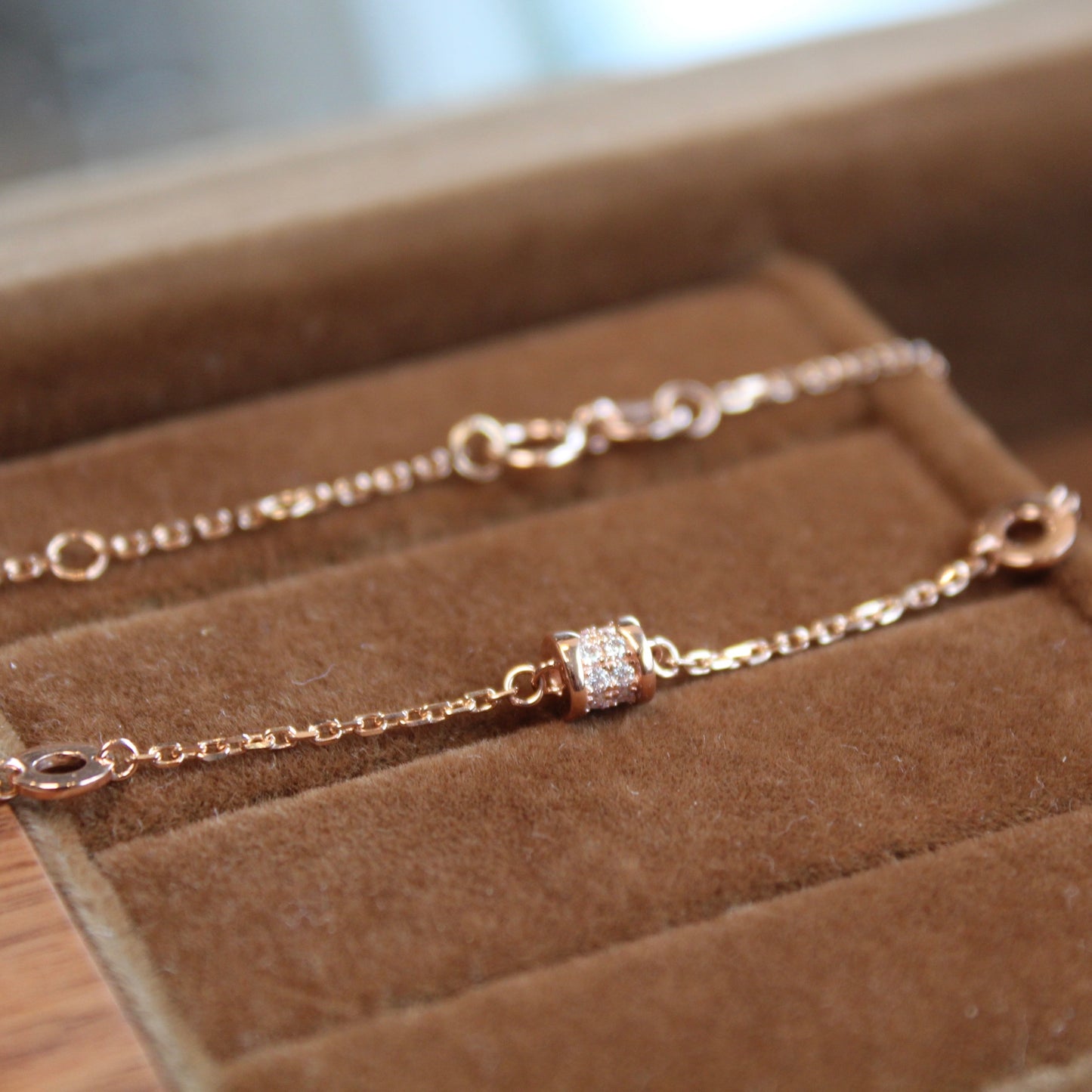14K Solid Rose Gold Rolling Luck Bracelet