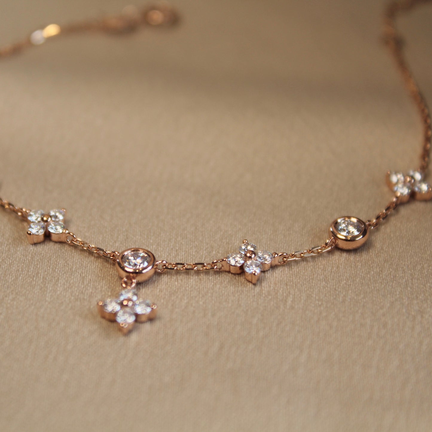 14K Solid Gold Fairy Clover Bracelet