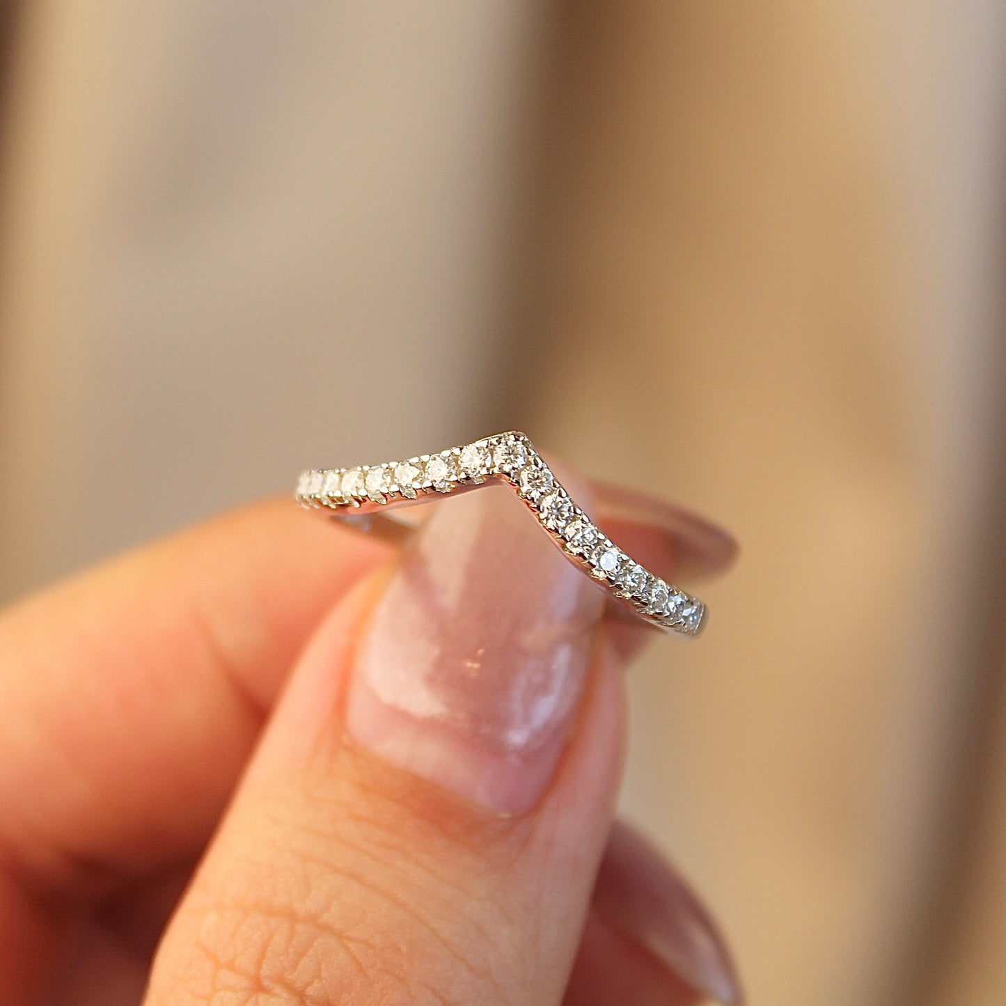 Moissanite Stackable Wishbone Ring