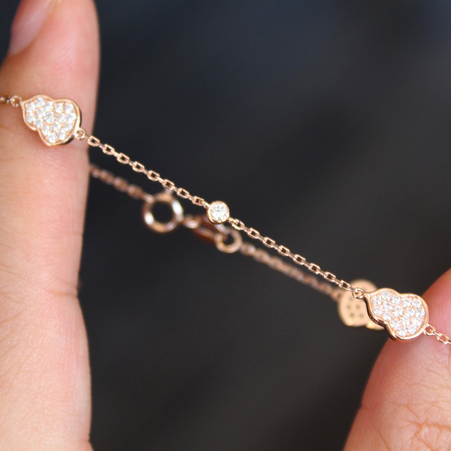14K Solid Rose Gold Blessing Hulu Bracelet