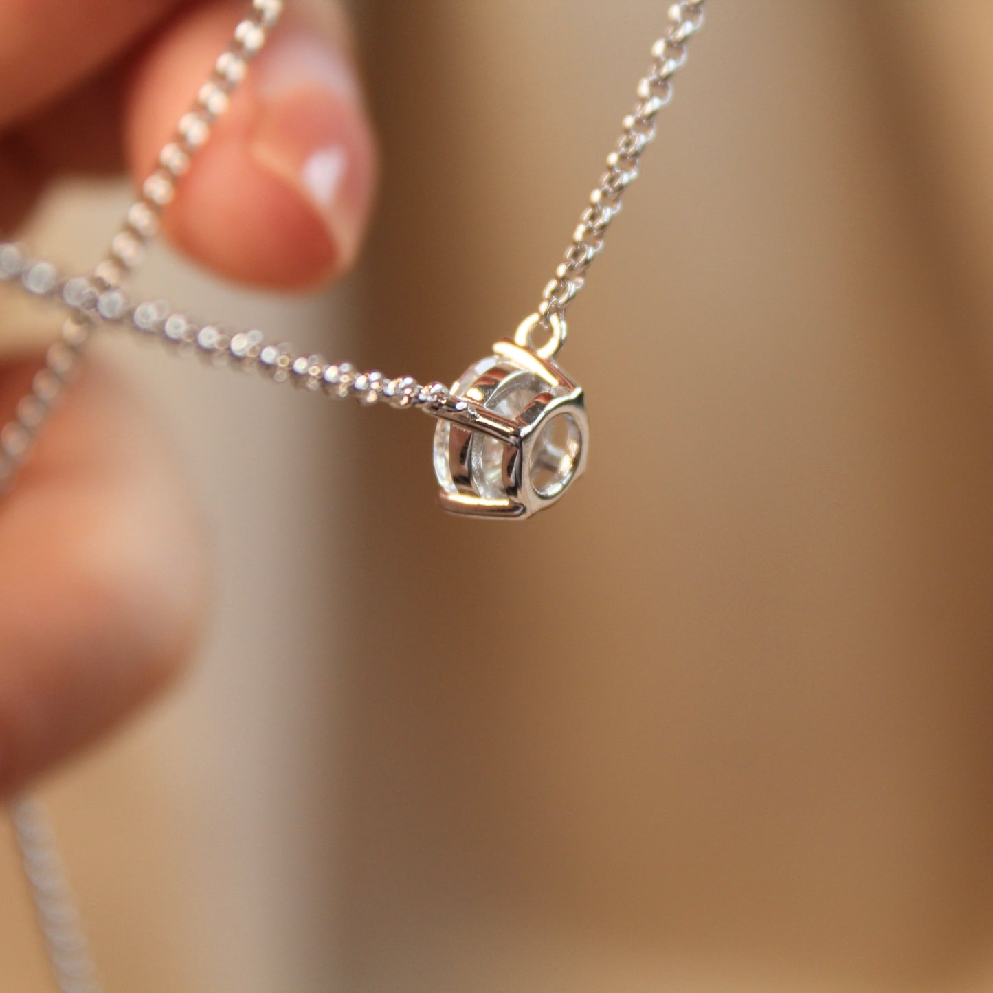 Classic Four Claw Moissanite Necklace, 1 Carat