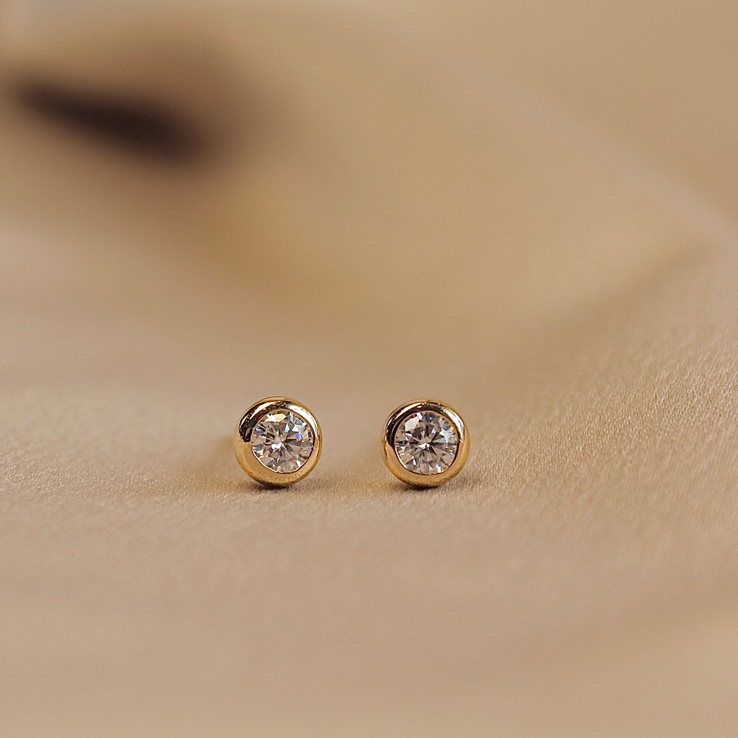 14K Solid Gold Bubble Moissanite Earrings