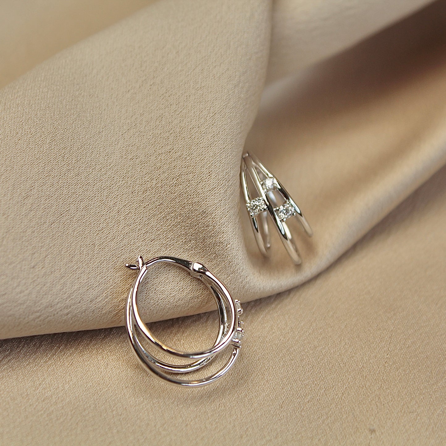 Triple Circle Moissanite Hoop Earrings