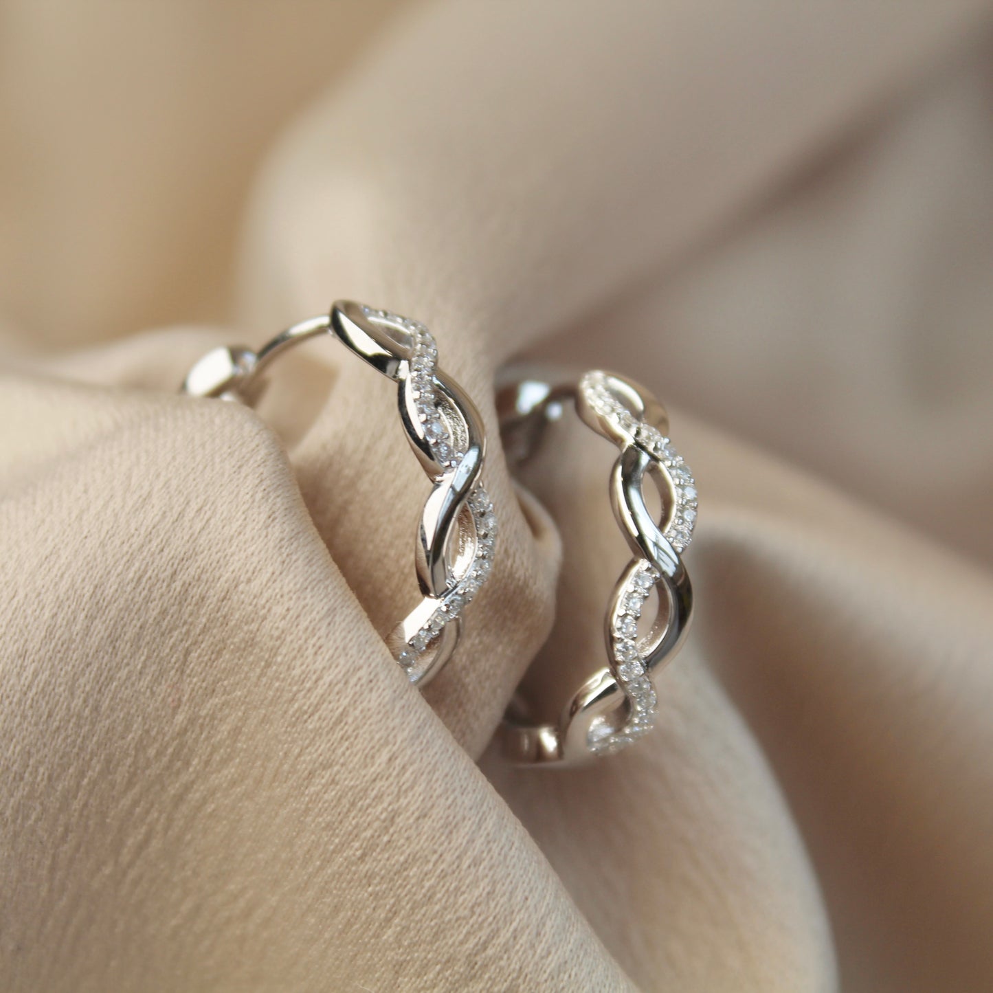 Twisted Wavy Moissanite Hoop Earrings