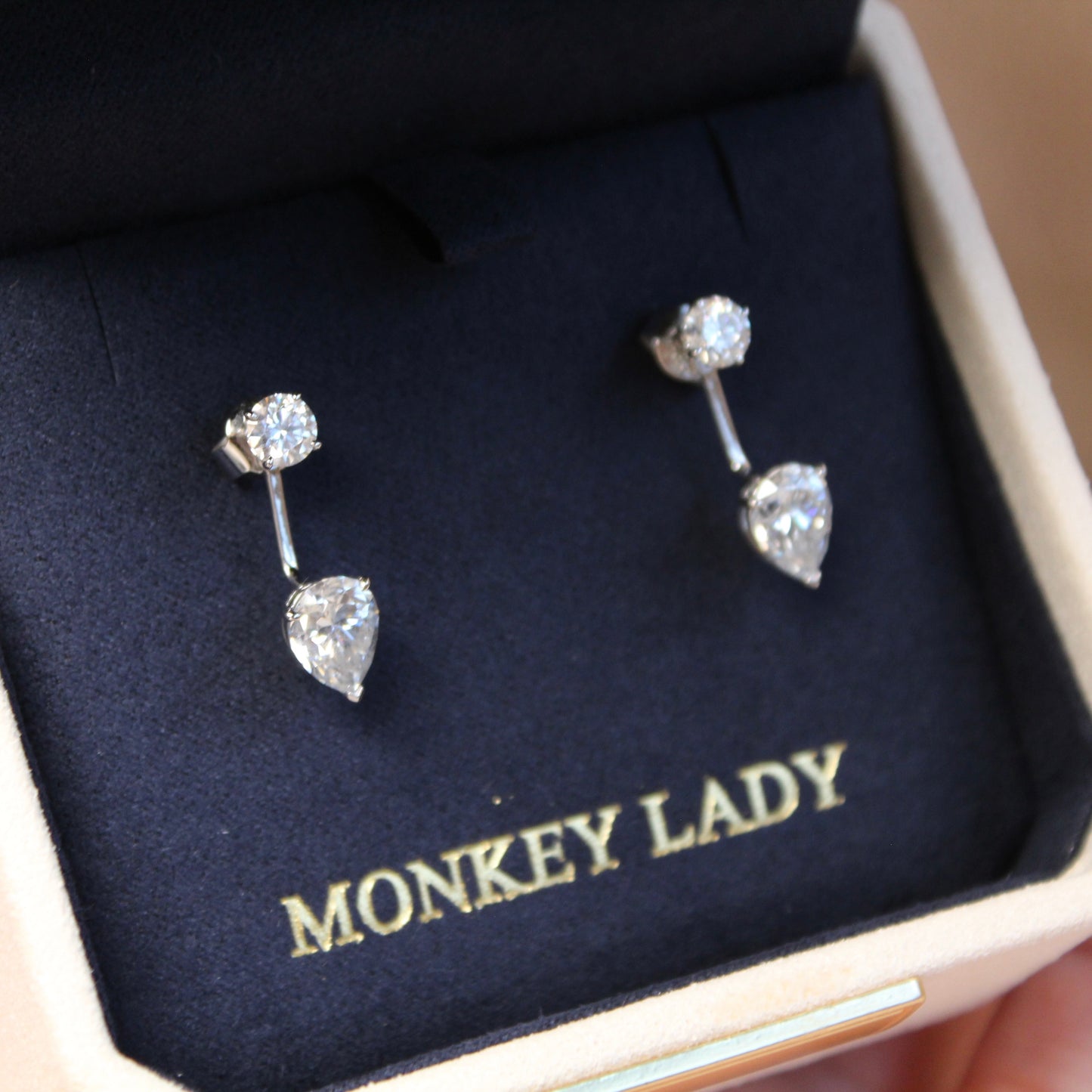 14K Solid White Gold Multi-Use Drop Earrings