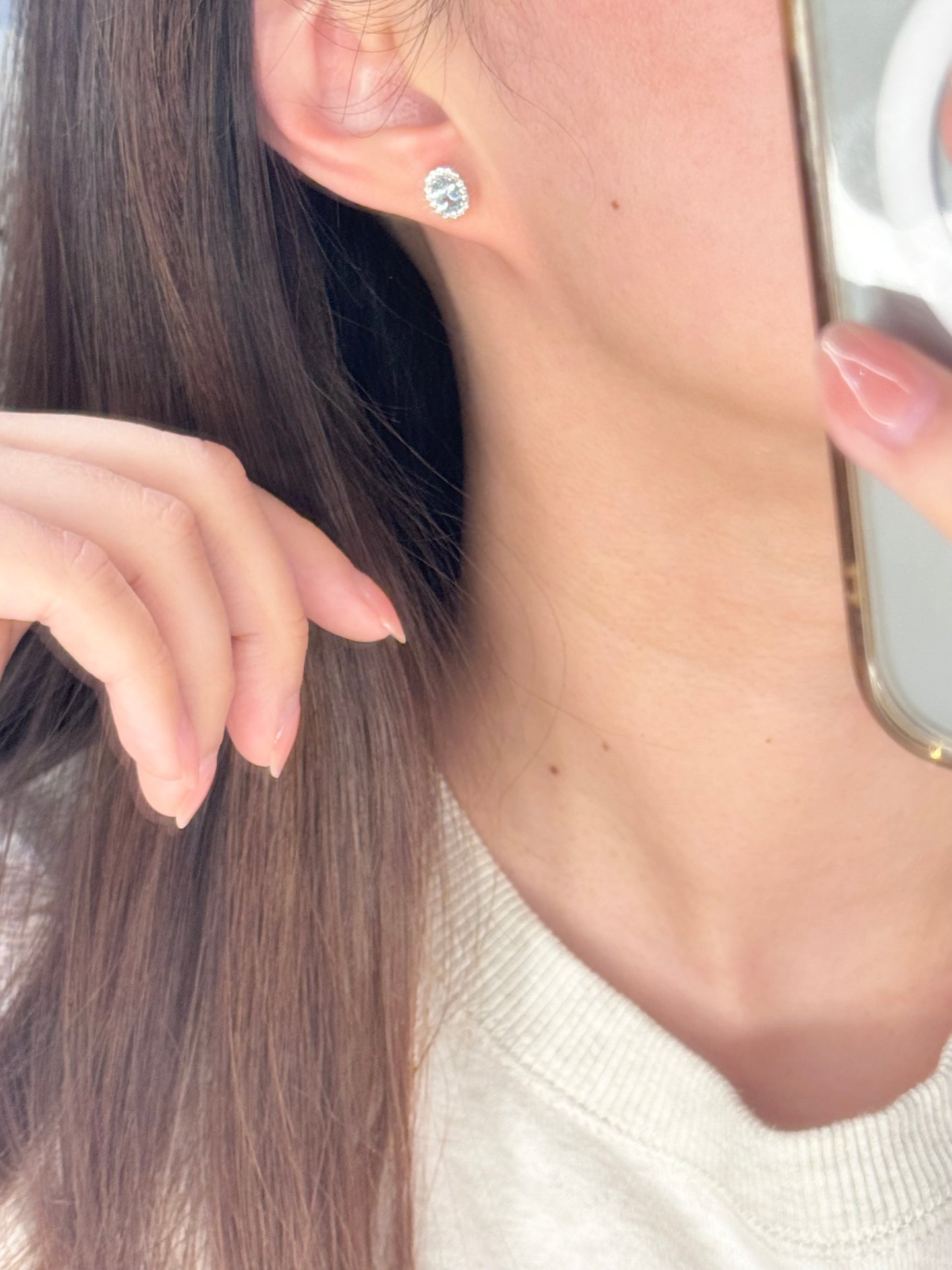 Oval Natural Aquamarine Earrings