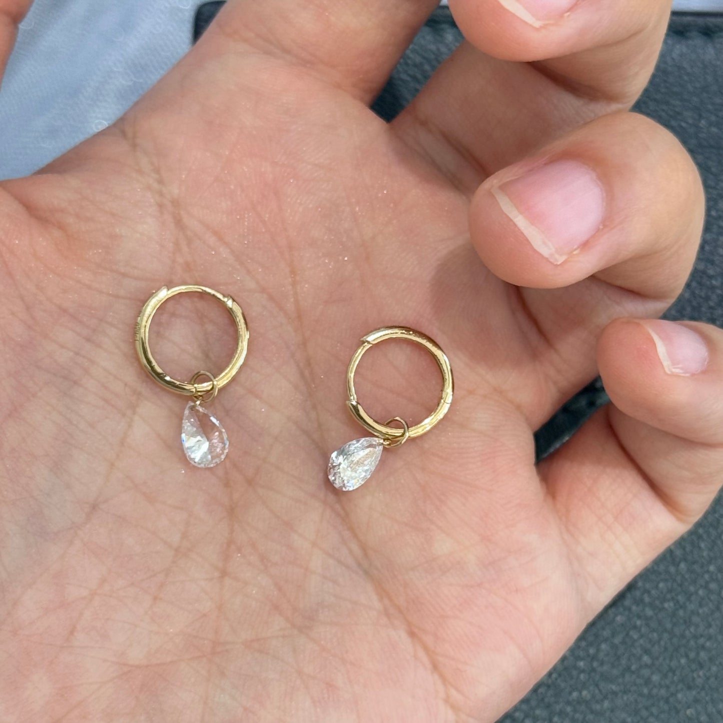 18K Solid Gold Lab-Grown Diamond Hoop Earrings