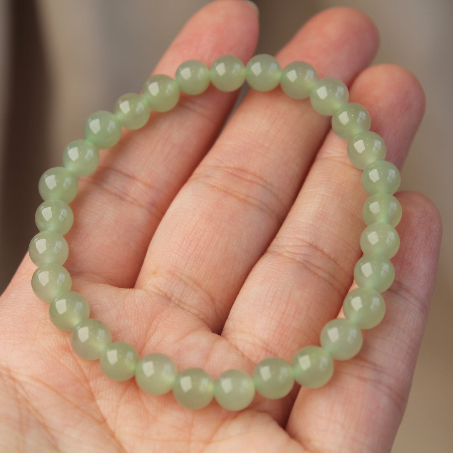 Quality Natural Jade Bracelet, 6mm