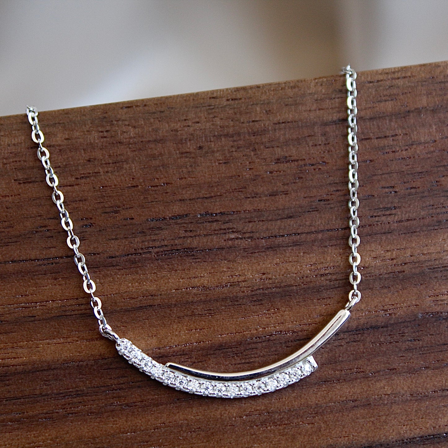 Silver Smile Line Moissanite Necklace