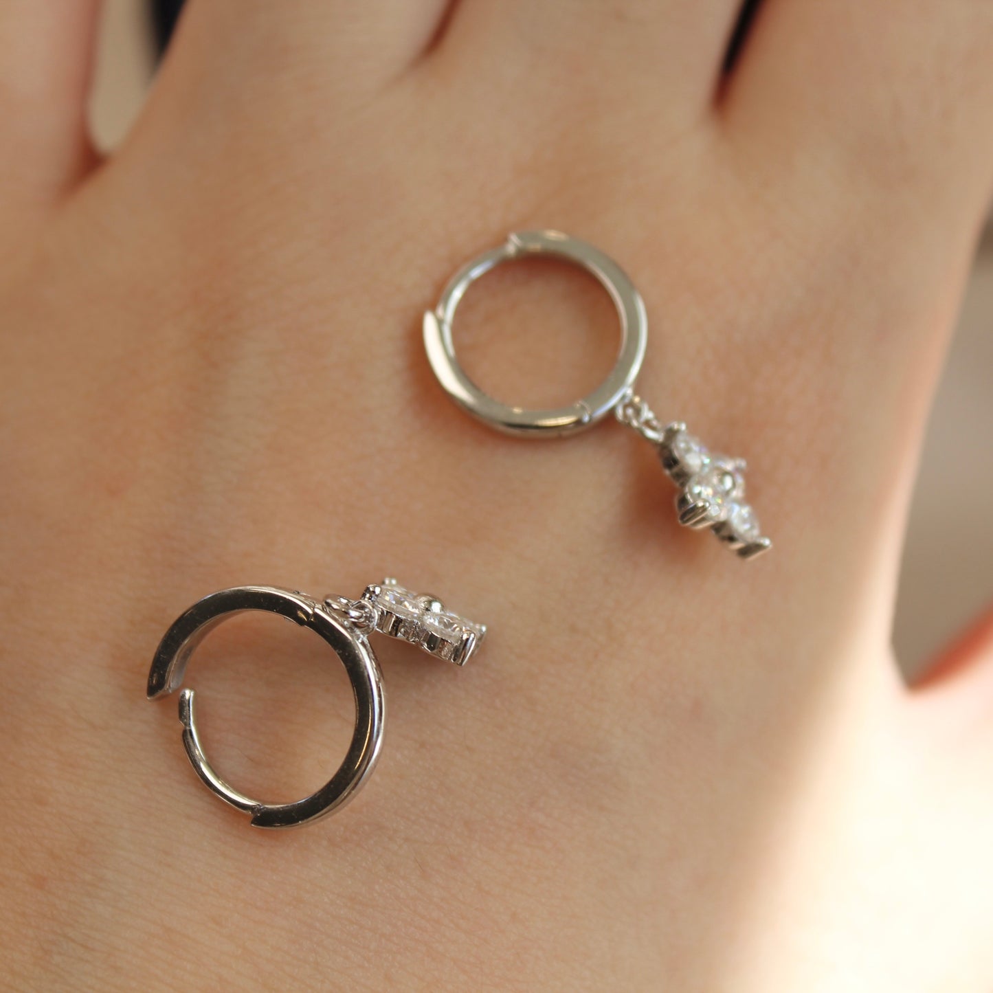 Lucky Clover Moissanite Hoop Earrings
