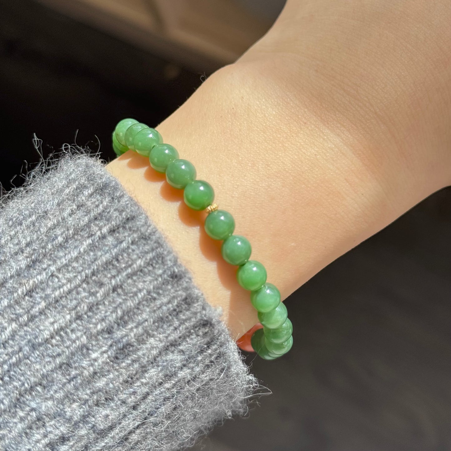 Natural Green Jade & South Red Agate Bracelet