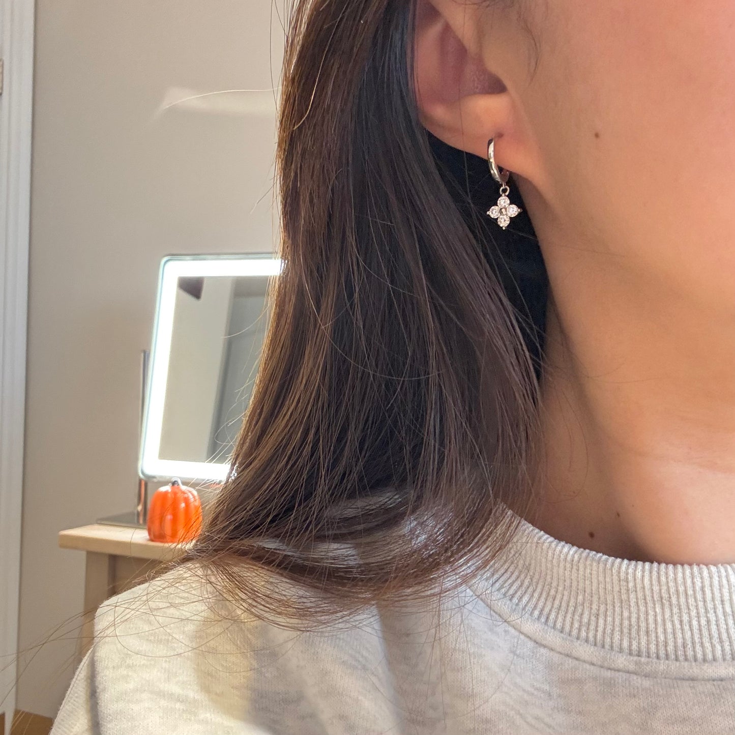 Lucky Clover Moissanite Hoop Earrings