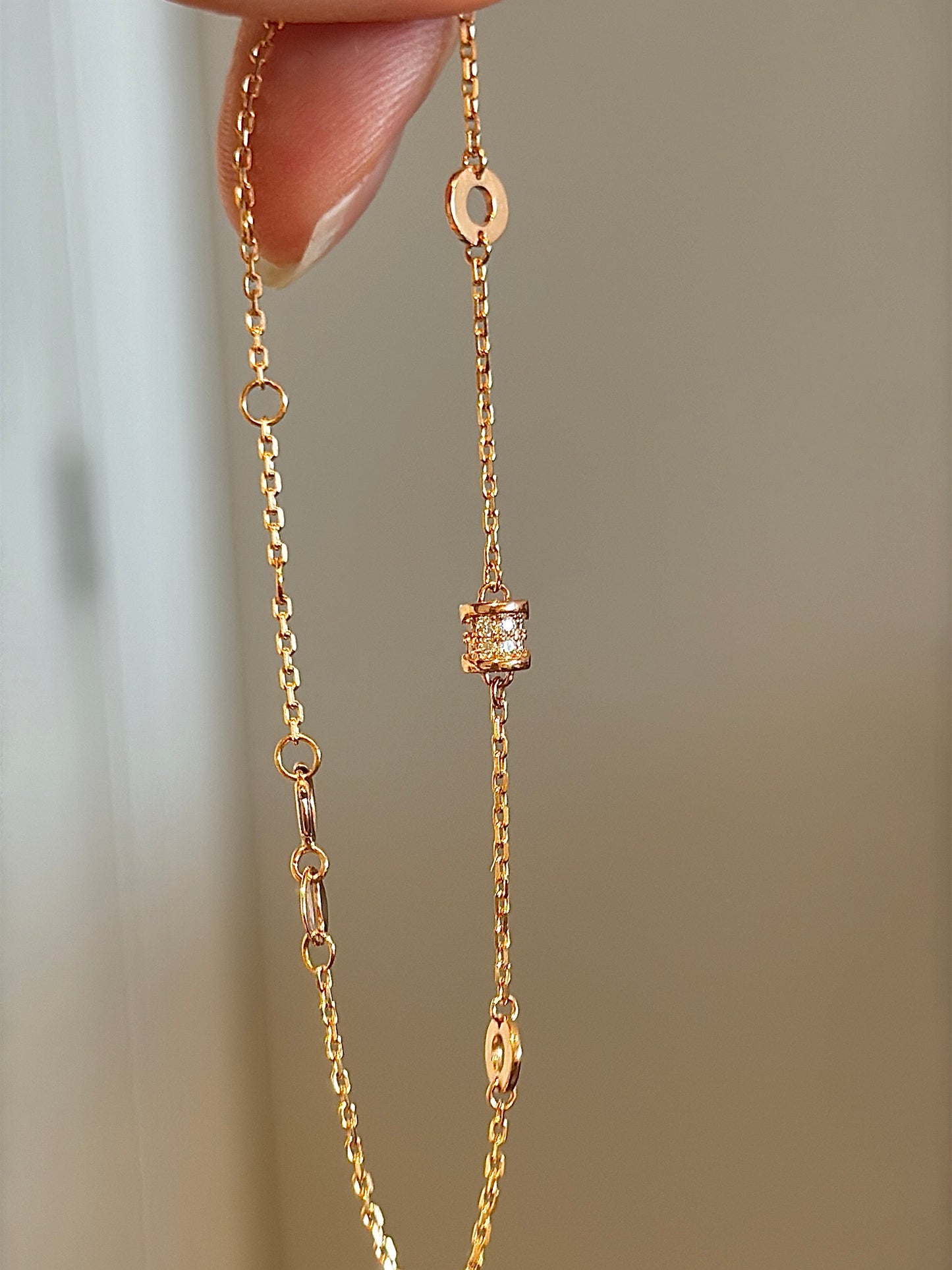 14K Solid Rose Gold Rolling Luck Bracelet