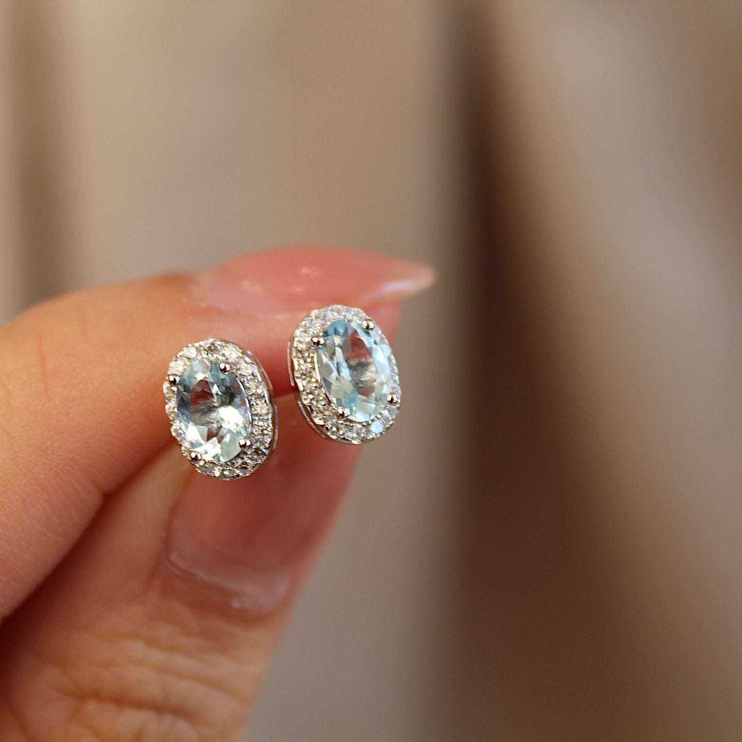 Oval Natural Aquamarine Earrings