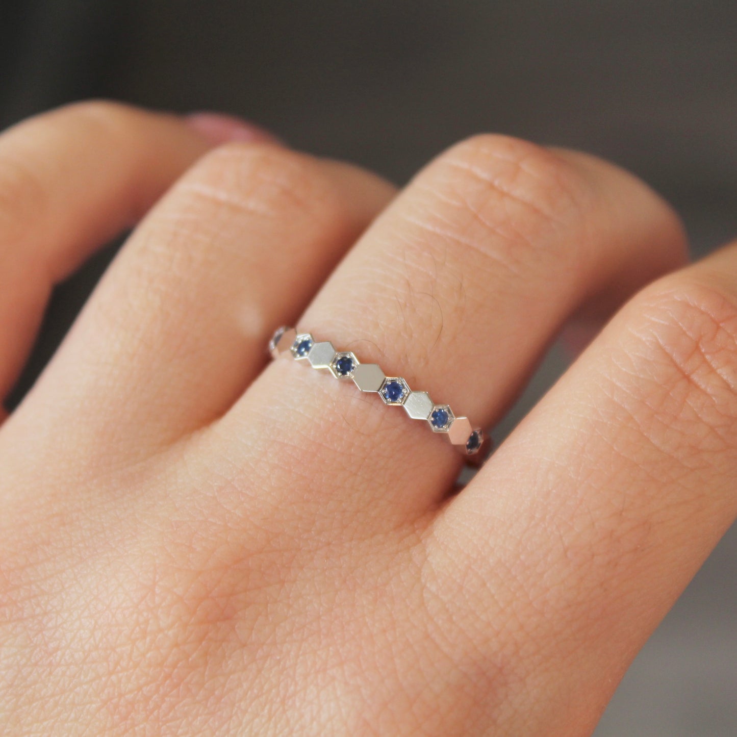 Honeycomb Natural Blue Sapphire Ring