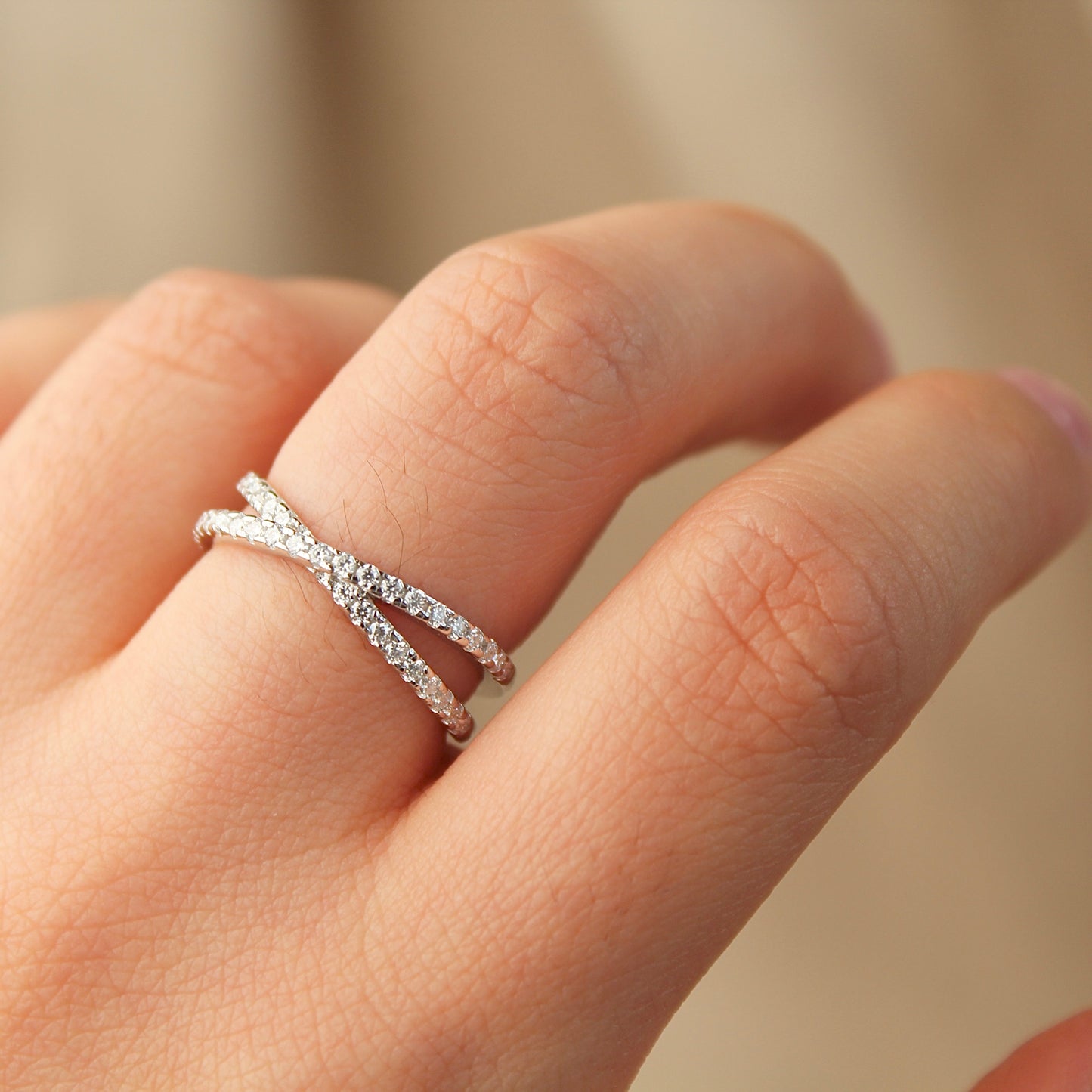 Crossover Moissanite Ring