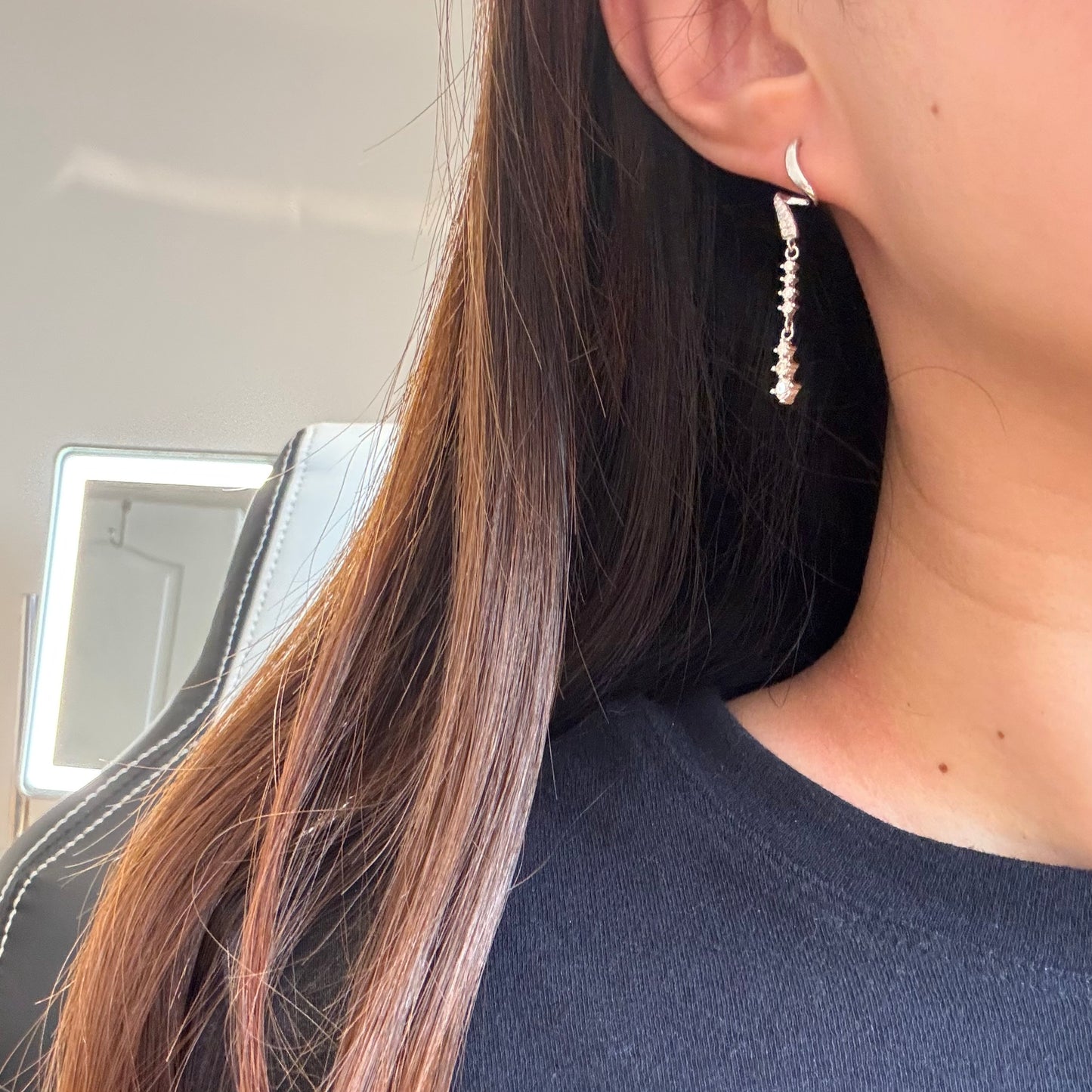 Wave Moissanite Drop Earrings