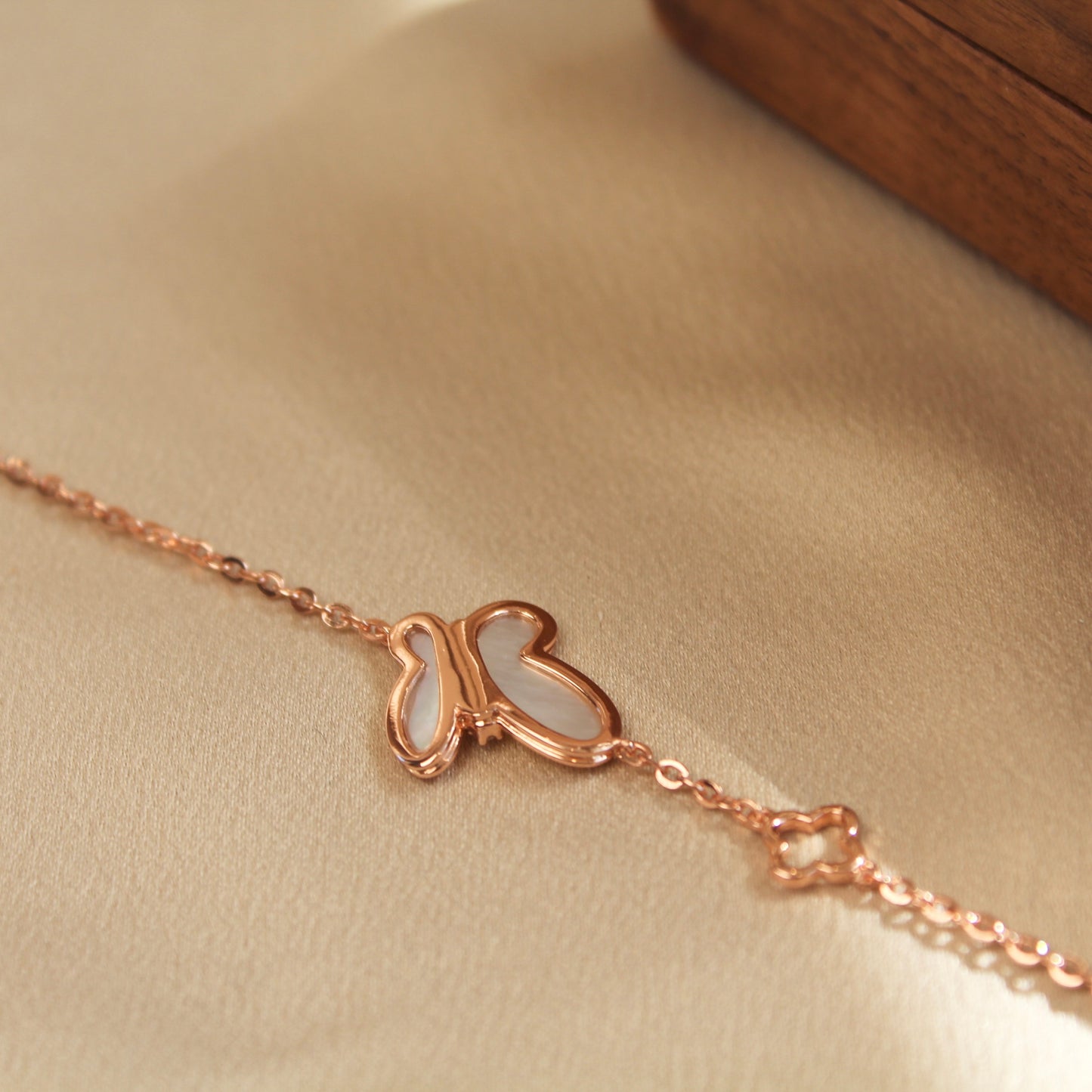 Butterfly Mother of Pearl Bracelet, Rose Gold