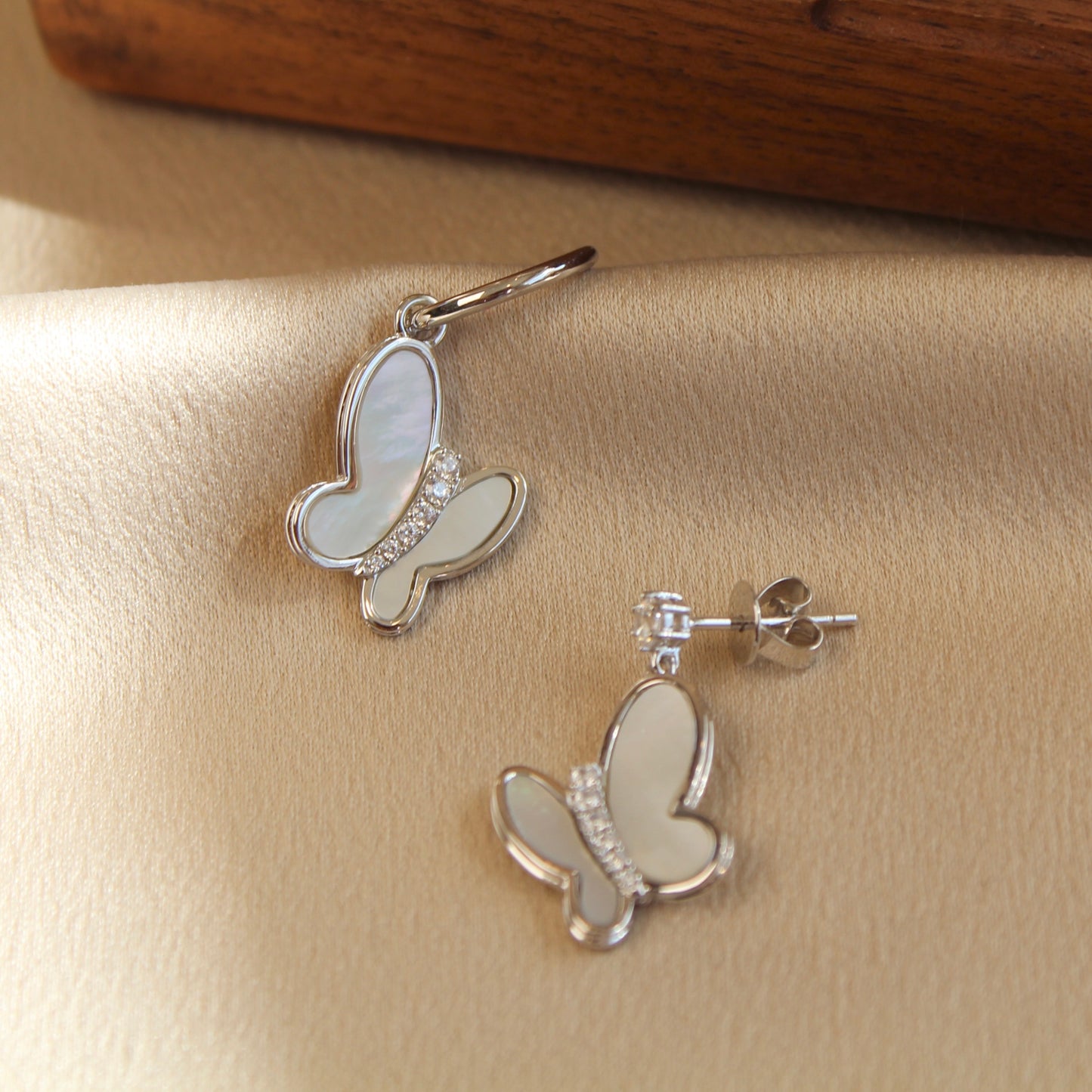 Butterfly AB Style Earrings, Silver Color