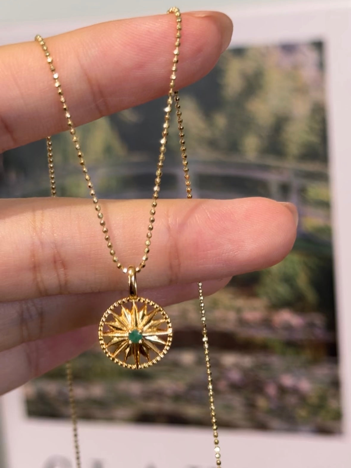18K Solid Yellow Gold Plain Chain Necklace闪珠链