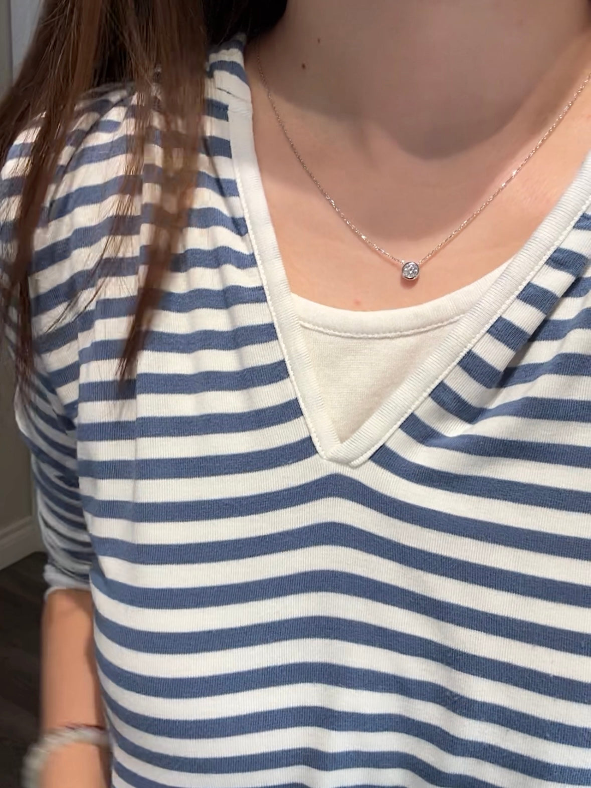 14K Solid Gold Single Bubble Necklace 0.5 Ct, White Gold