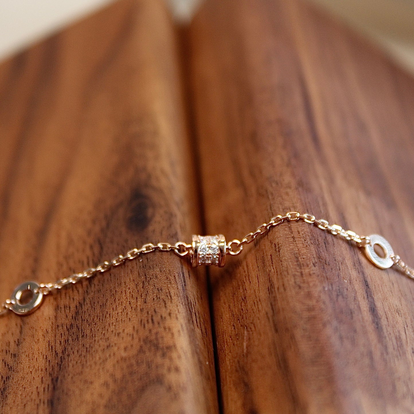 14K Solid Rose Gold Rolling Luck Bracelet