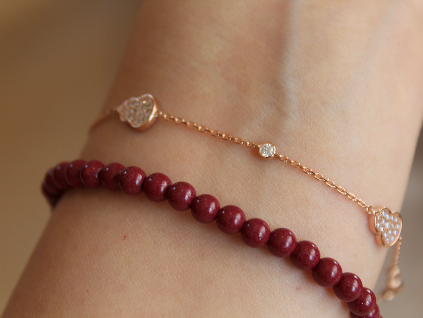 14K Solid Rose Gold Blessing Hulu Bracelet