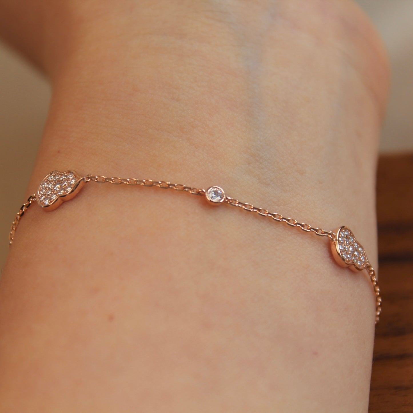 14K Solid Rose Gold Blessing Hulu Bracelet