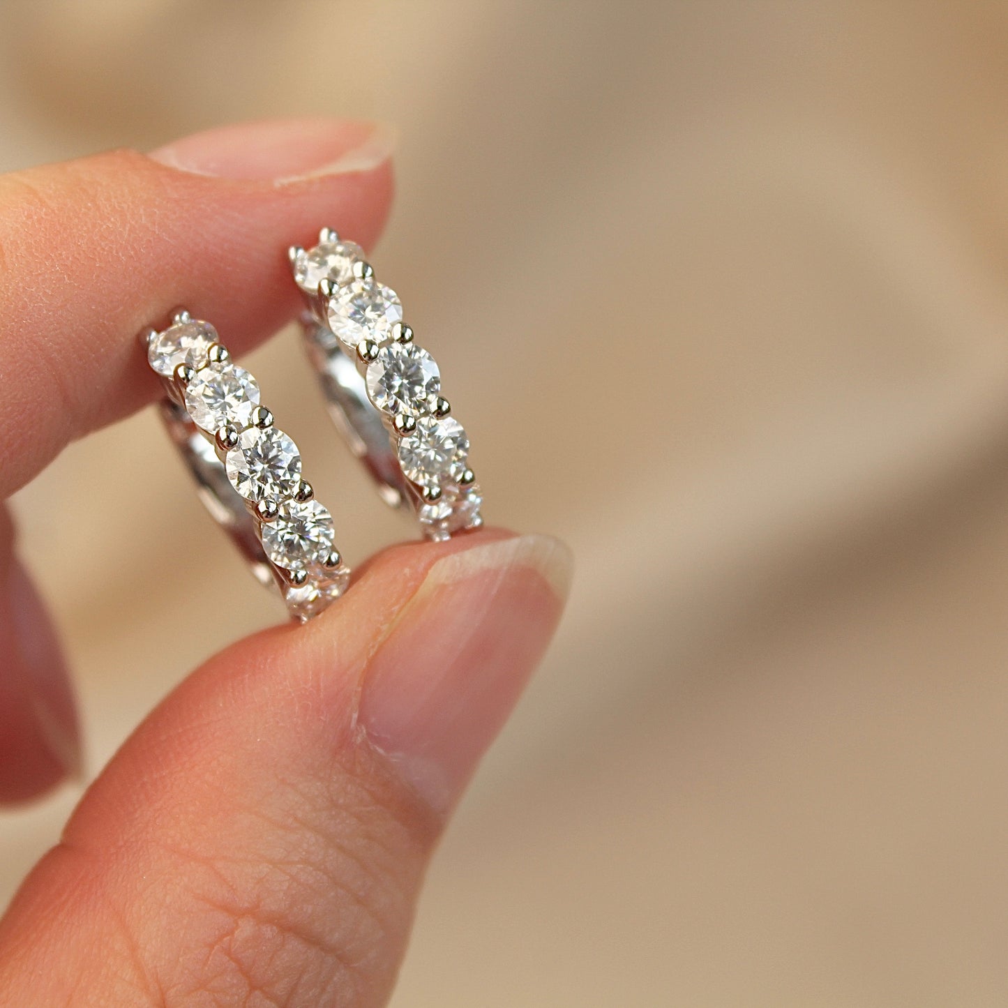 Circle Moissanite Hoop Earrings