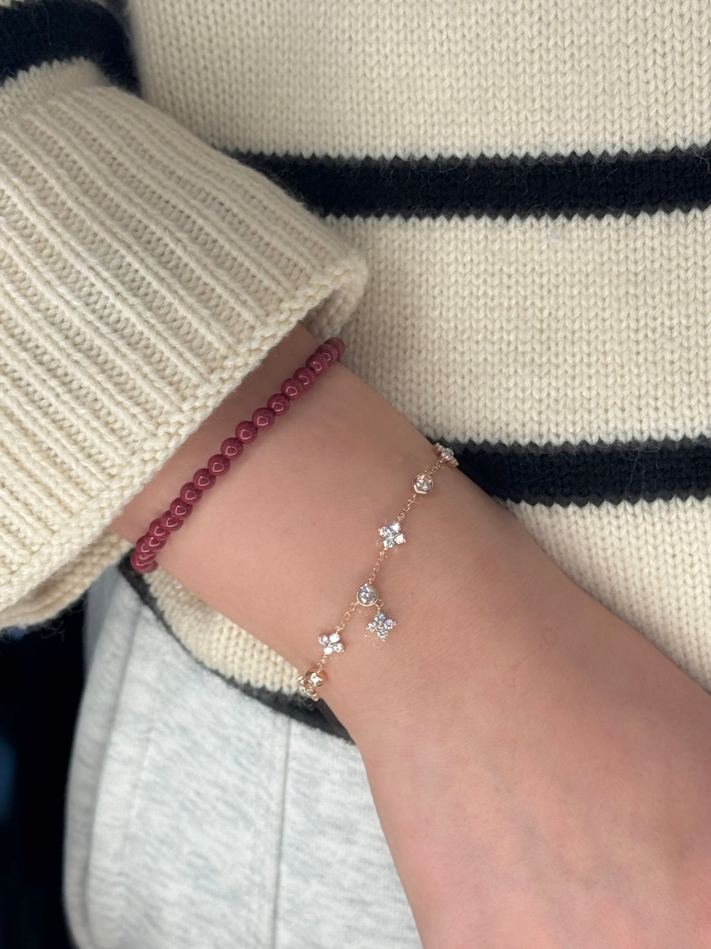 14K Solid Gold Fairy Clover Bracelet