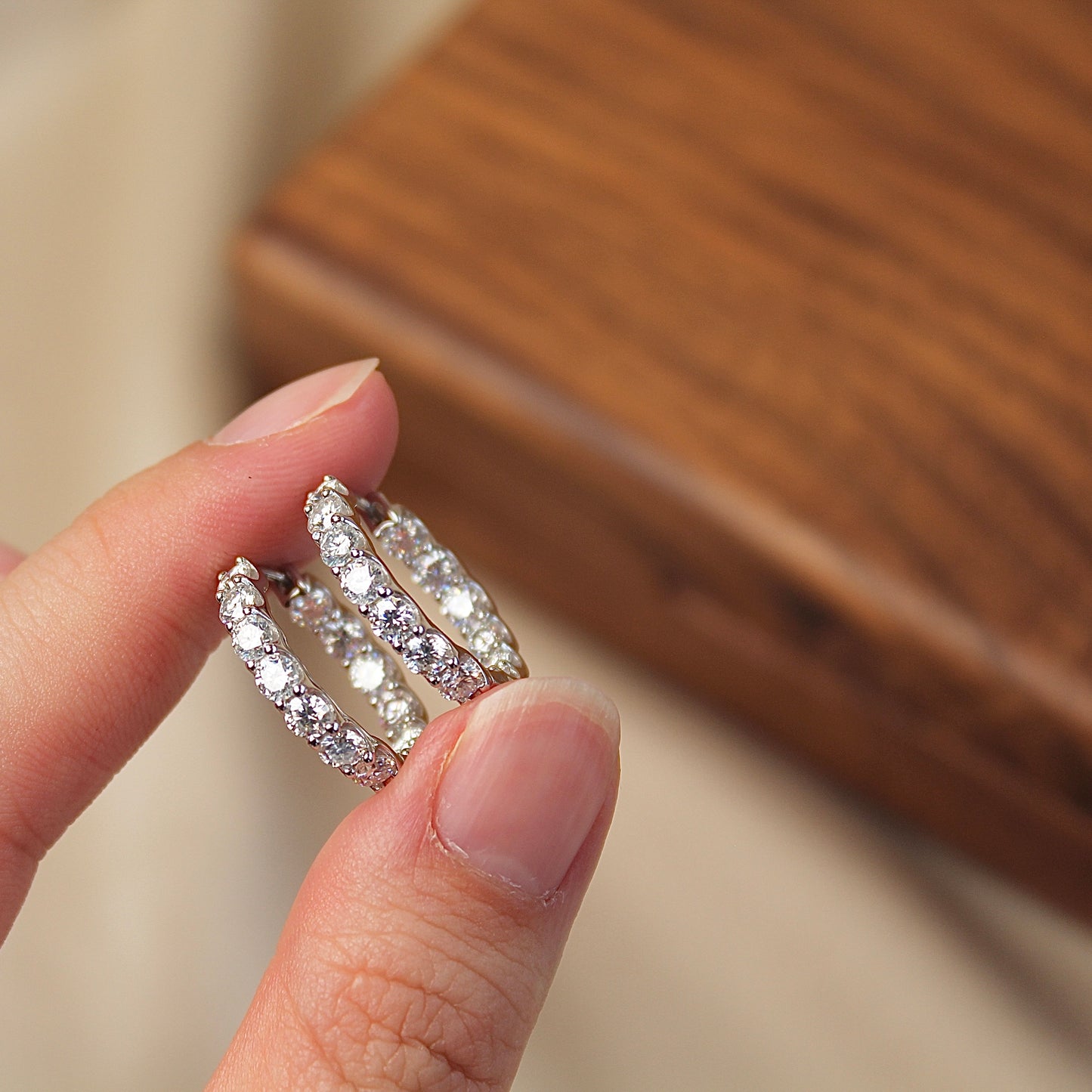 Big Circle Double Sides Moissanite Earrings