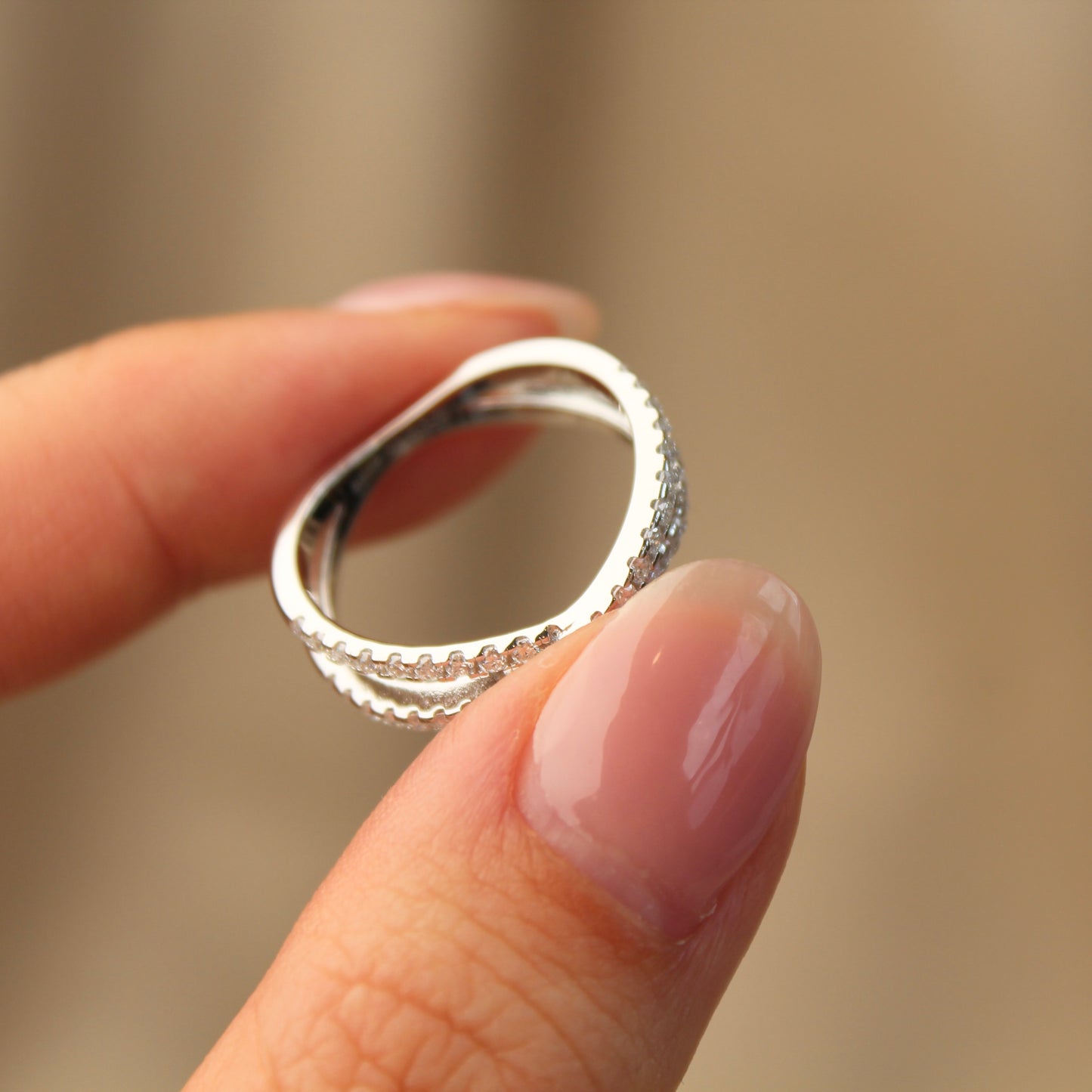 Crossover Moissanite Ring