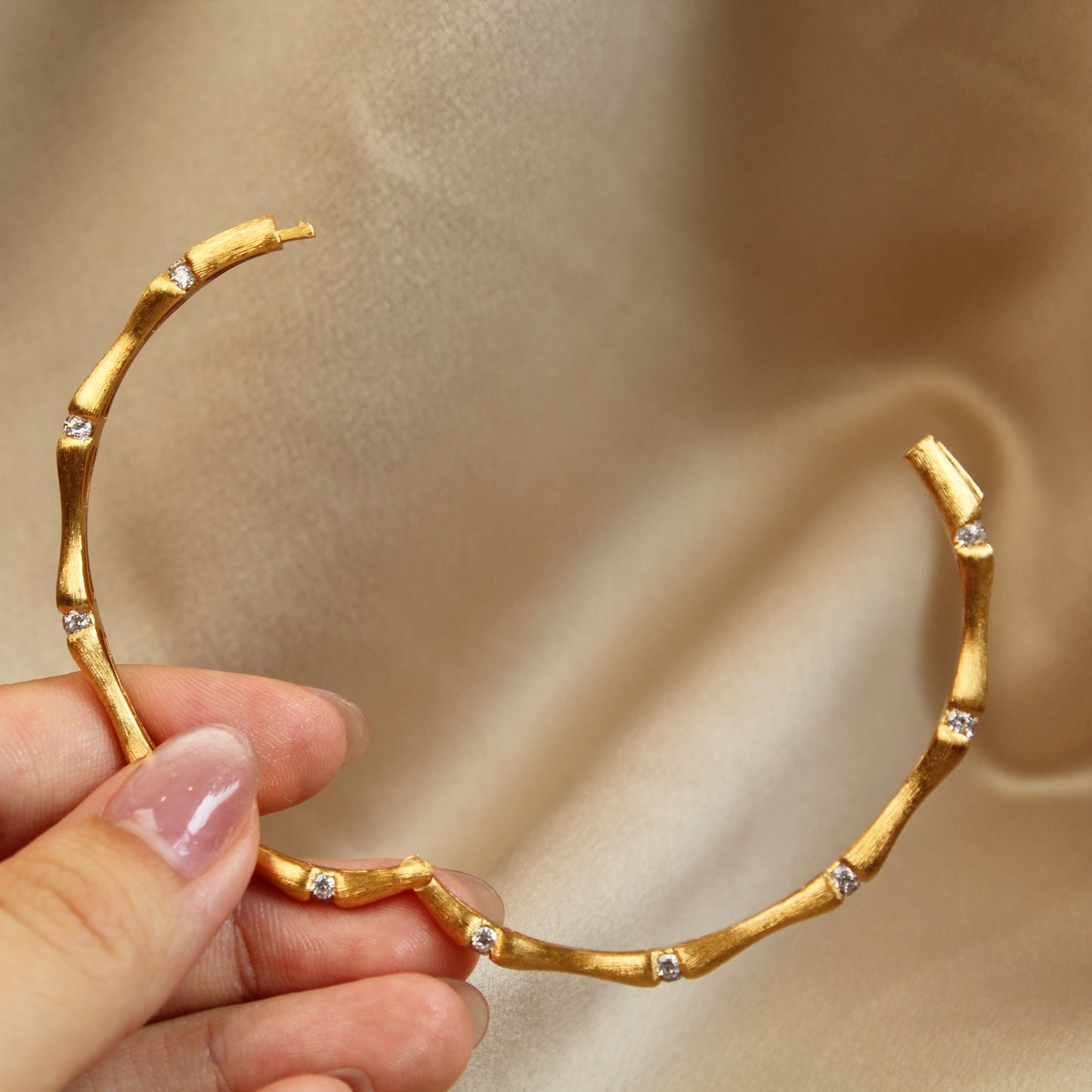 Gold Bamboo Knot Bangle Bracelet