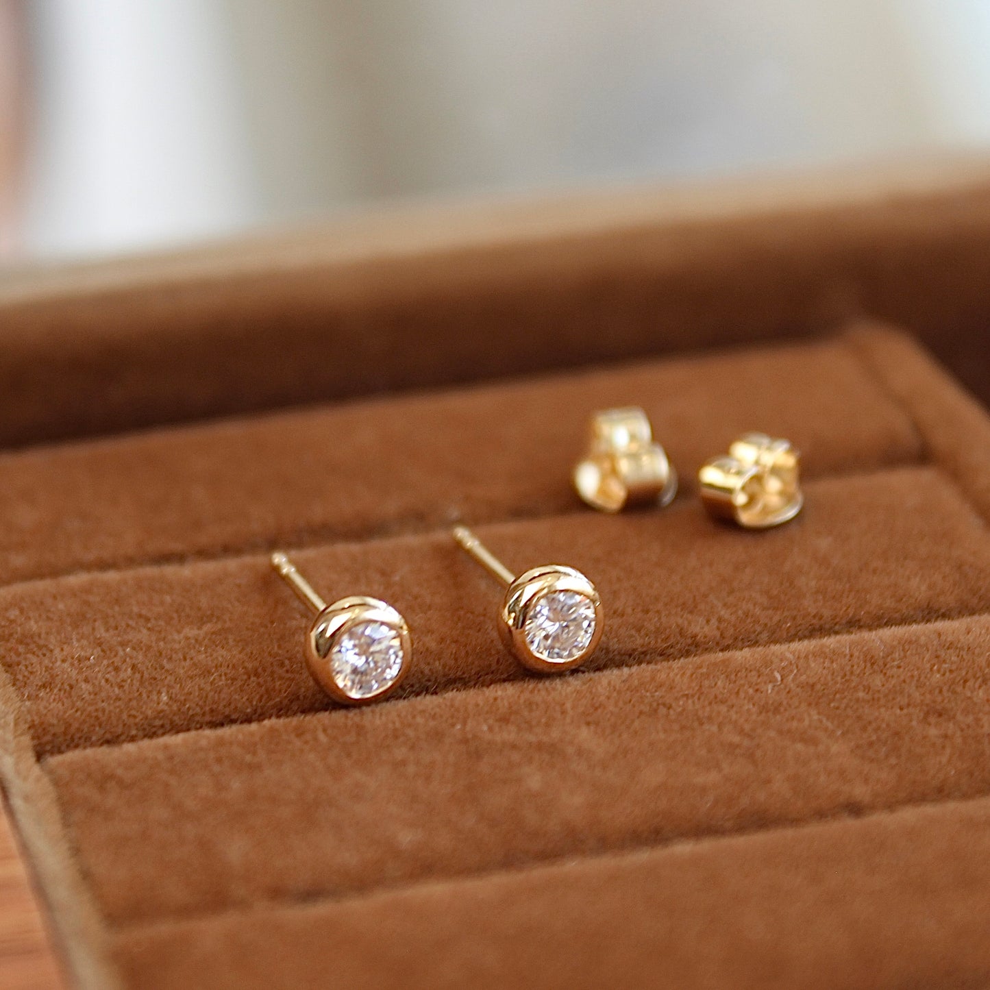 14K Solid Gold Bubble Moissanite Earrings