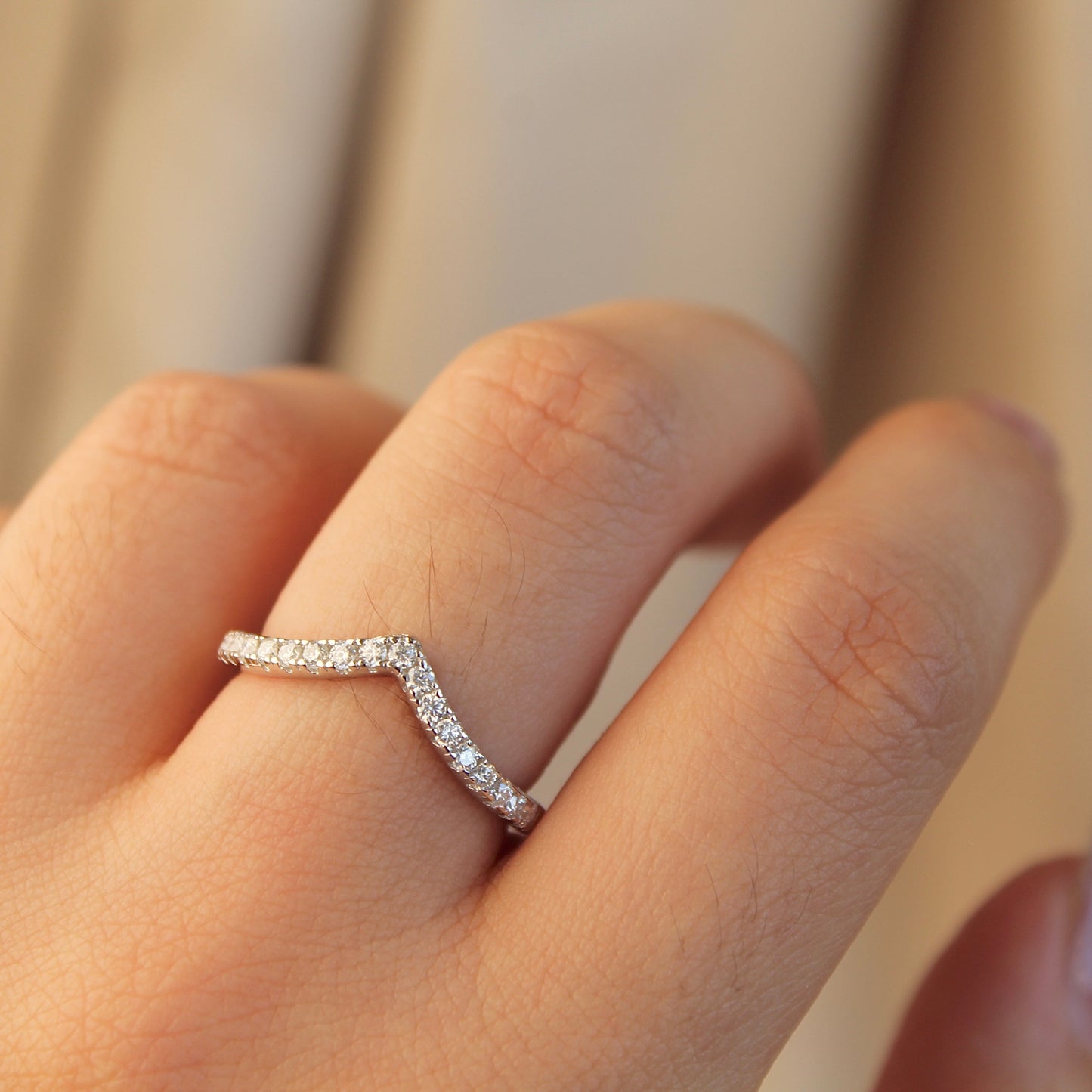 Moissanite Stackable Wishbone Ring