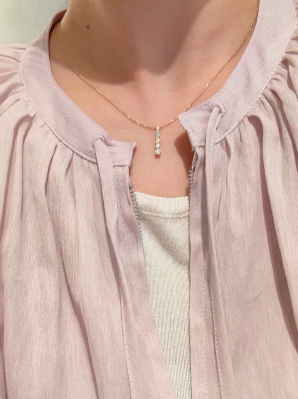 14K Solid Yellow Gold Water-drop Necklace