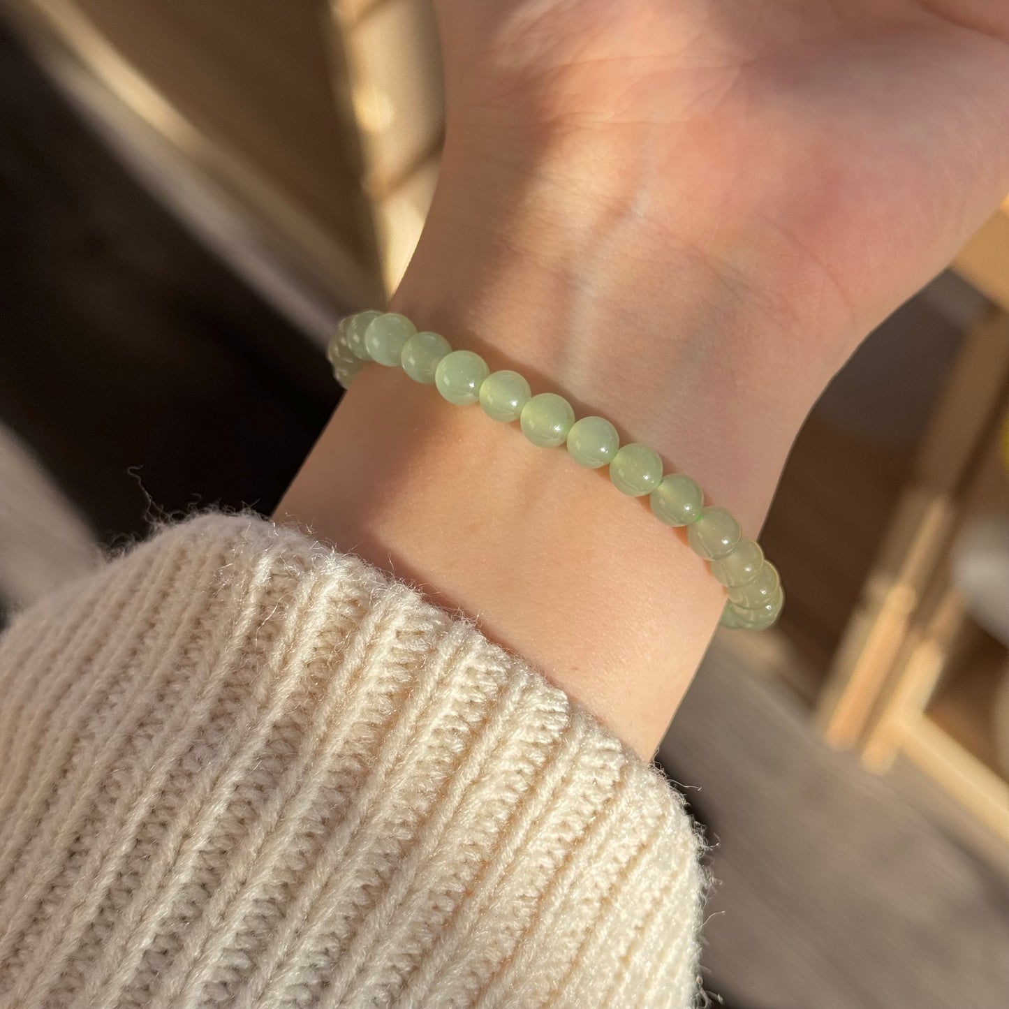 Quality Natural Jade Bracelet, 6mm